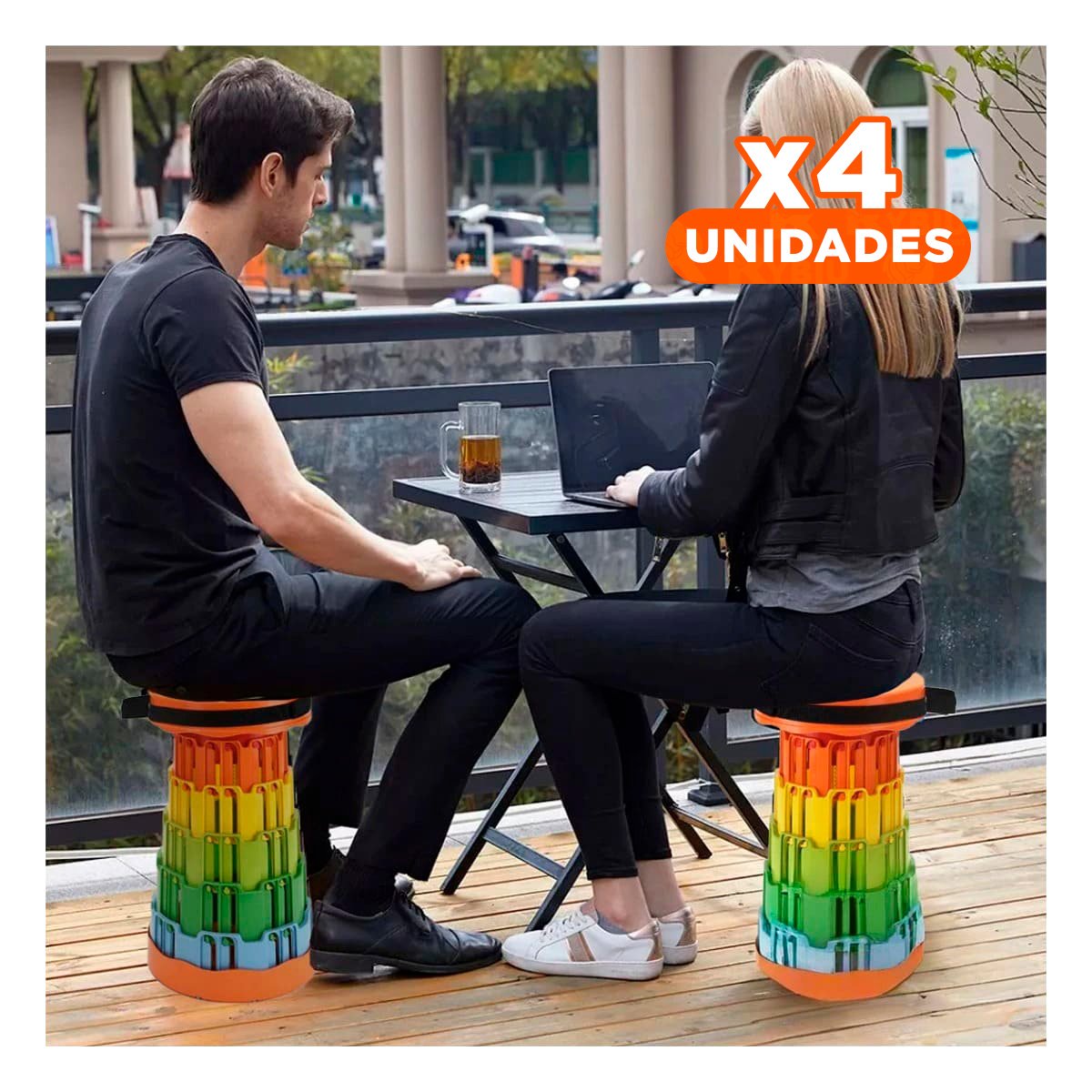 PACK4 ASIENTO PORTATIL PLEGABLE CON DOBLE SEGURO CASA Y+PAPEL REGALO - 1