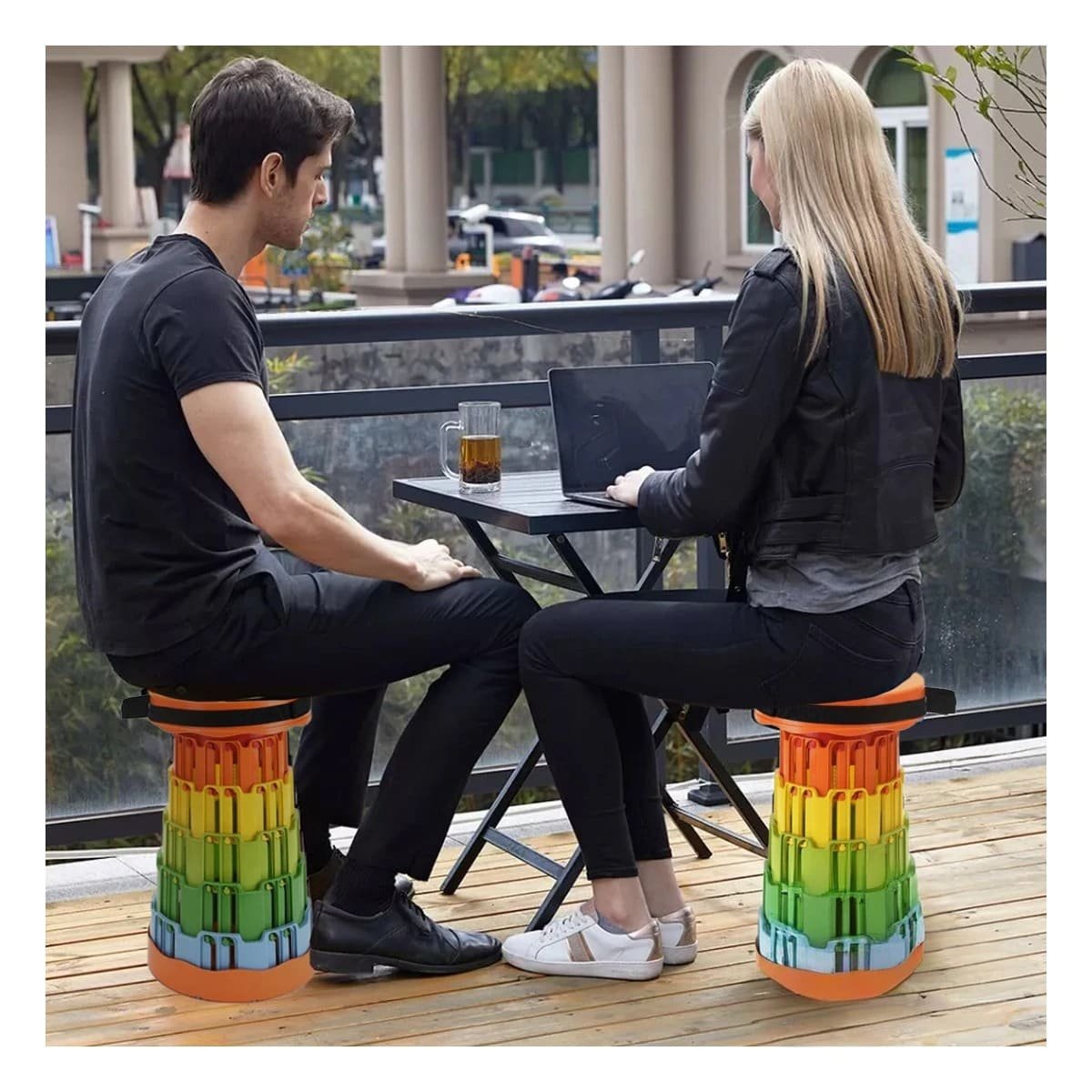 PACK4 ASIENTO PORTATIL PLEGABLE CON DOBLE SEGURO CASA Y+PAPEL REGALO - 5