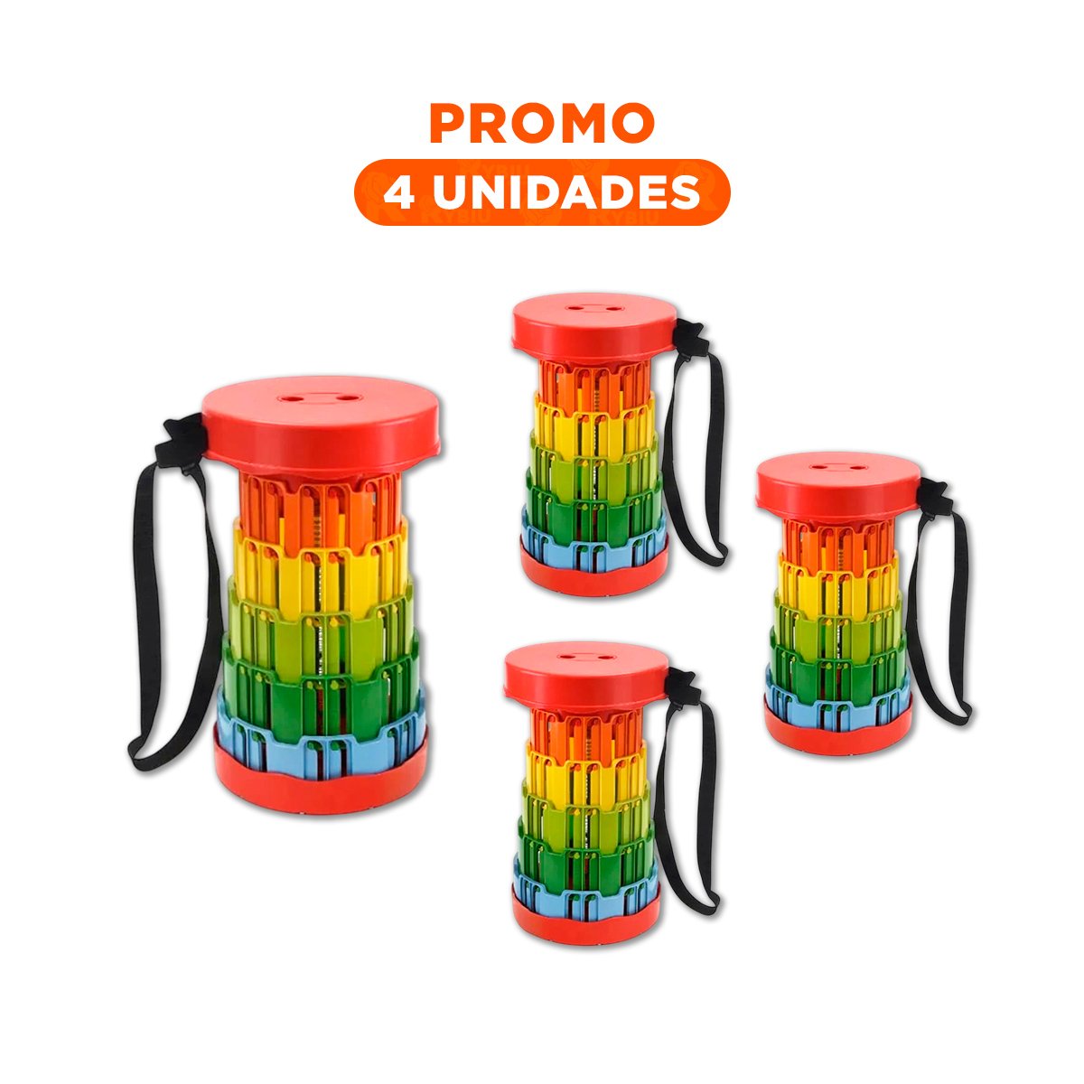 PACK4 SOPORTE PLEGABLE PORTATIL CON SEGUROS PARA CASA CON TAPA ROJO CENTRO MULTICOLOR - 1