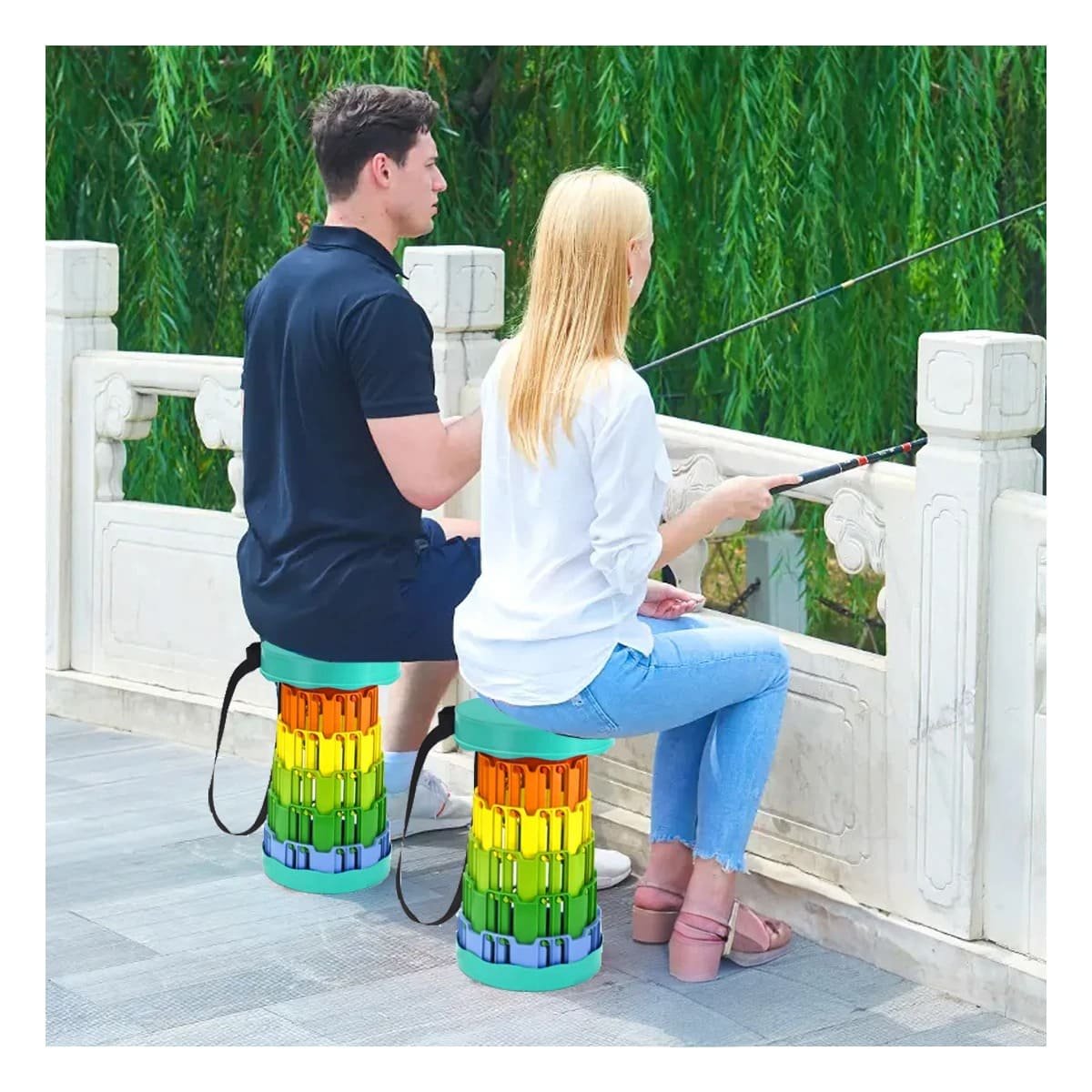 ASIENTO CON DOBLE SEGURO PORTATIL TAPA VERDE CENTRO MULTICOLOR PARA CASA Y+PAPEL REGALO - 1
