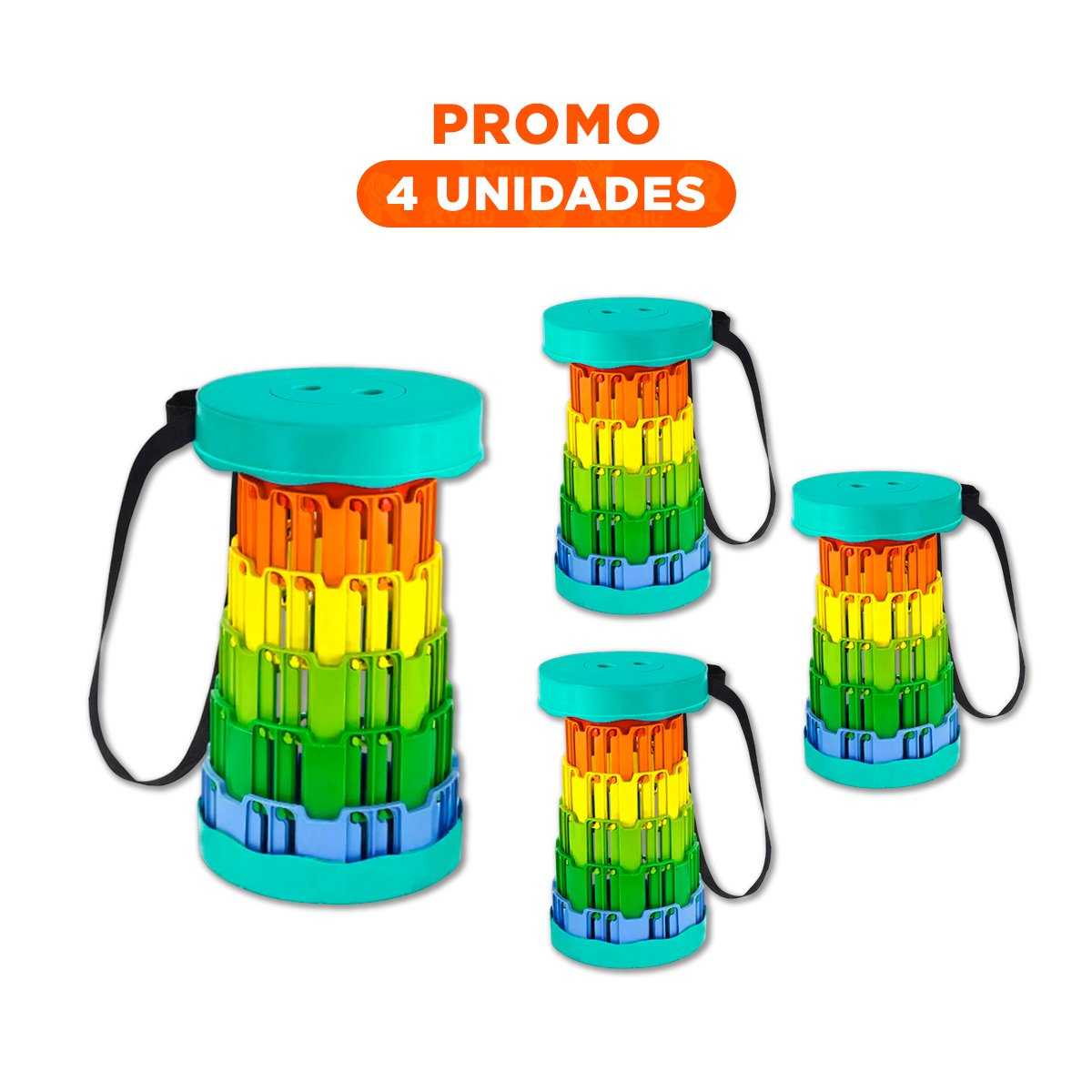 PACK4 BUTACA PORTATIL PLEGABLE CON SEGURO ESTABLE TAPA VERDE CENTRO MULTICOLOR HOGAR - 1