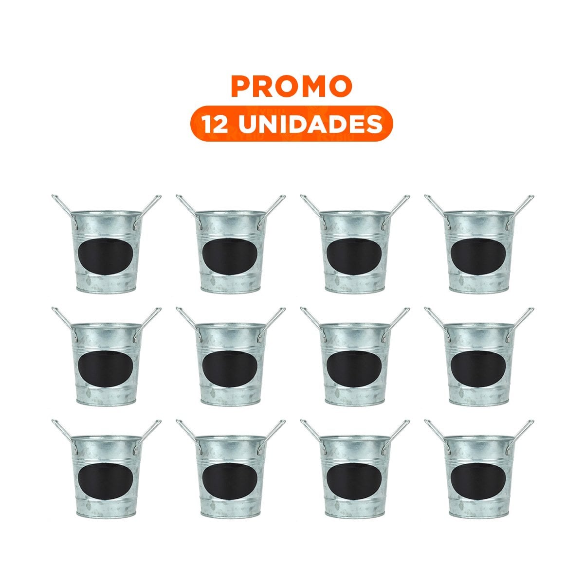 PACK12 CONTENEDOR CUBO DE METAL CON DOBLE AGARRADERA Y CUADRO PARA NOTA MUY ELEGANTE - 1