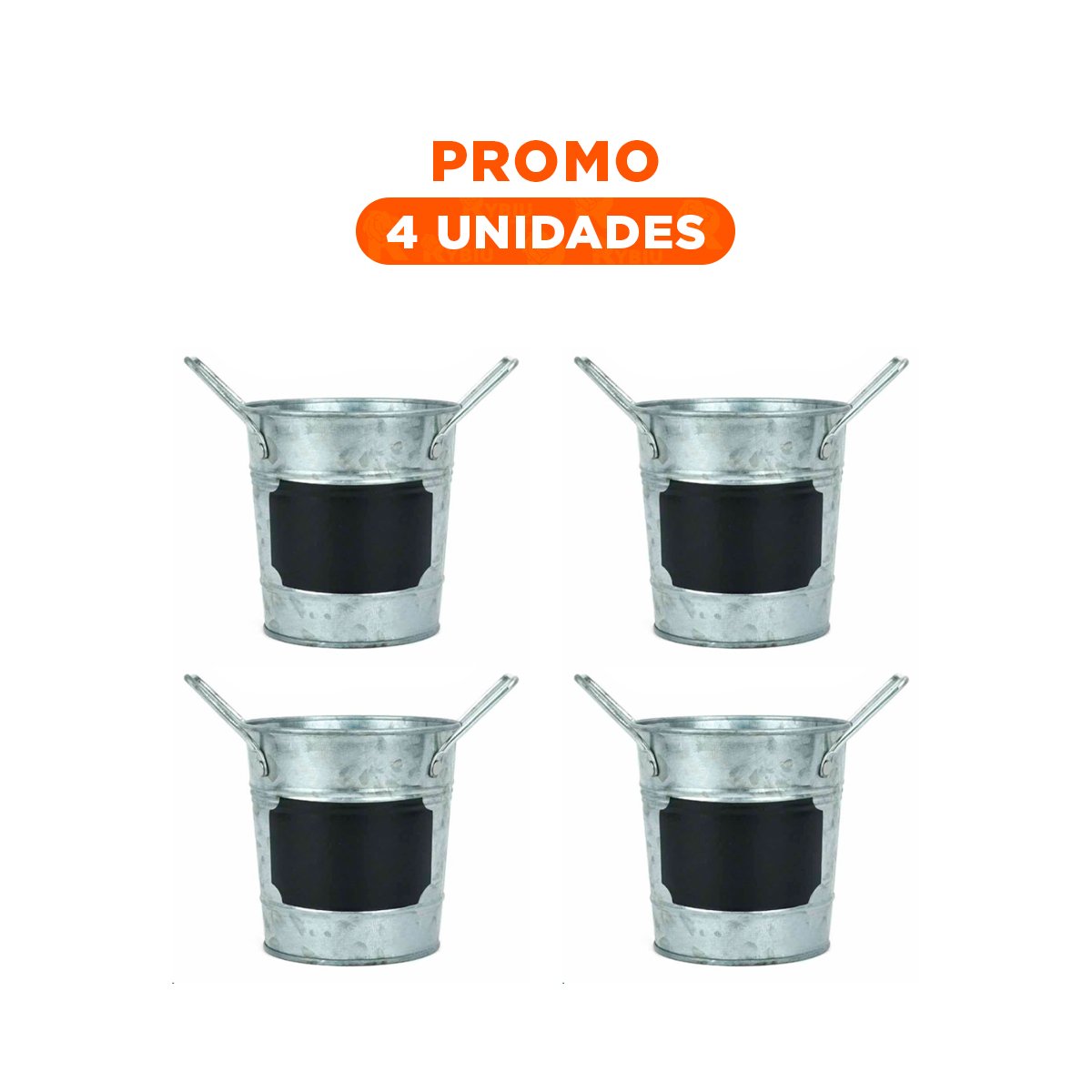 PACK4 MACETA CUBO DE METAL CON DOBLE AGARRADERA Y CUADRO PARA NOTA VERSATIL - 1