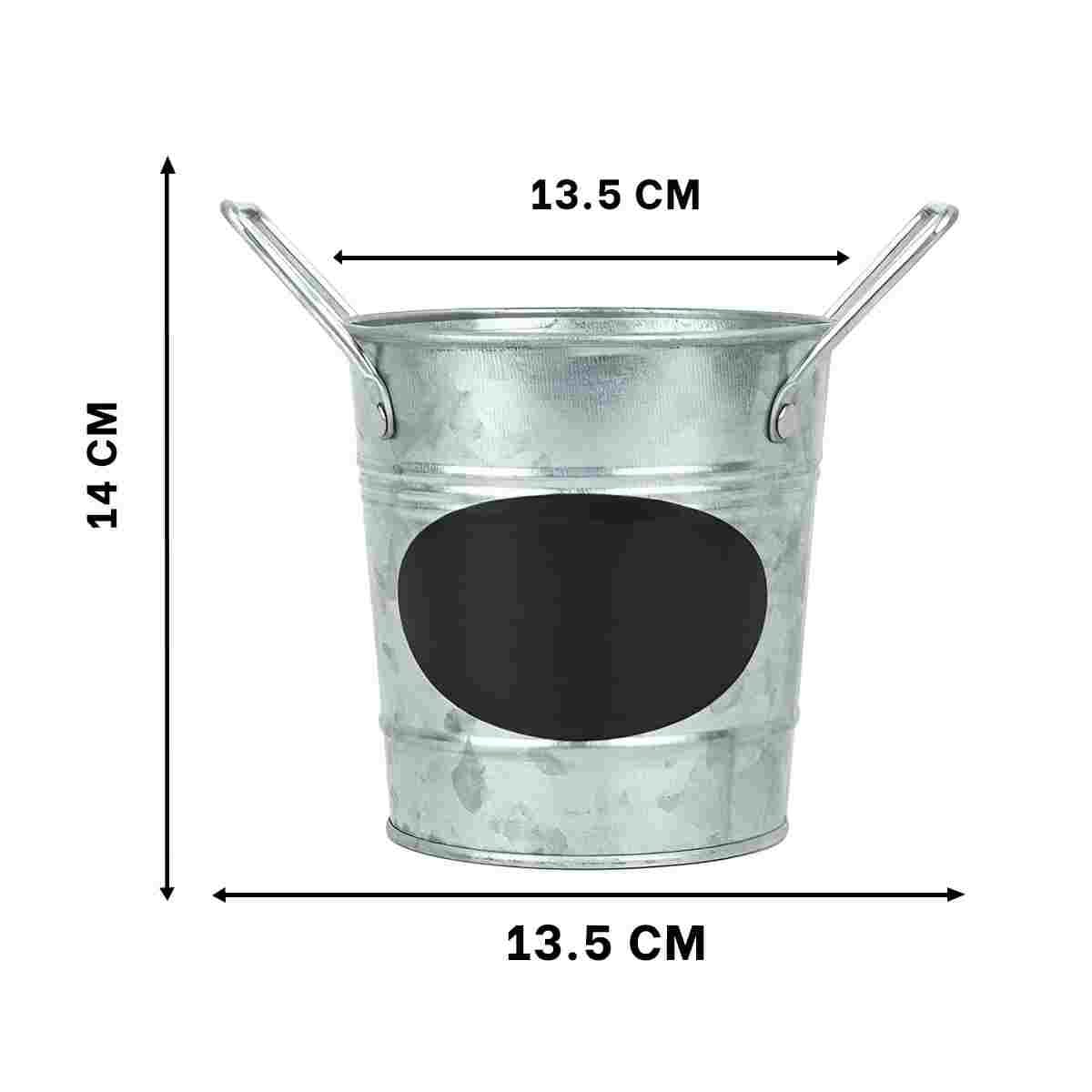 PACK2 MACETA CUBO DE METAL CON DOBLE AGARRADERA Y CUADRO PARA NOTA OVALADA - 4