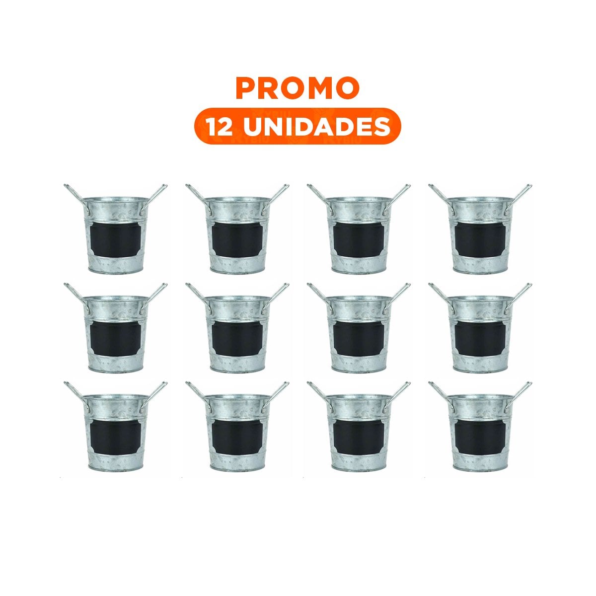 PACK12 CONTENEDOR CUBO DE METAL CON DOBLE AGARRADERA Y CUADRO PARA NOTA ELEGANTE - 1
