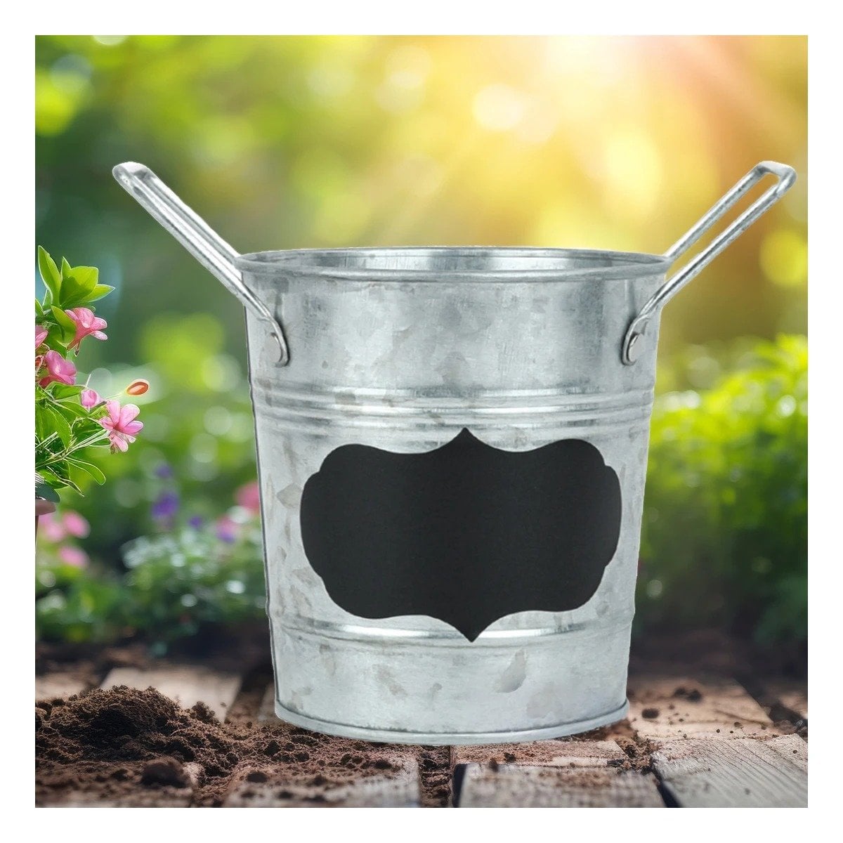 PACK12 CONTENEDOR CUBO DE METAL CON DOBLE AGARRADERA Y CUADRO PARA NOTA ELEGANTE - 3