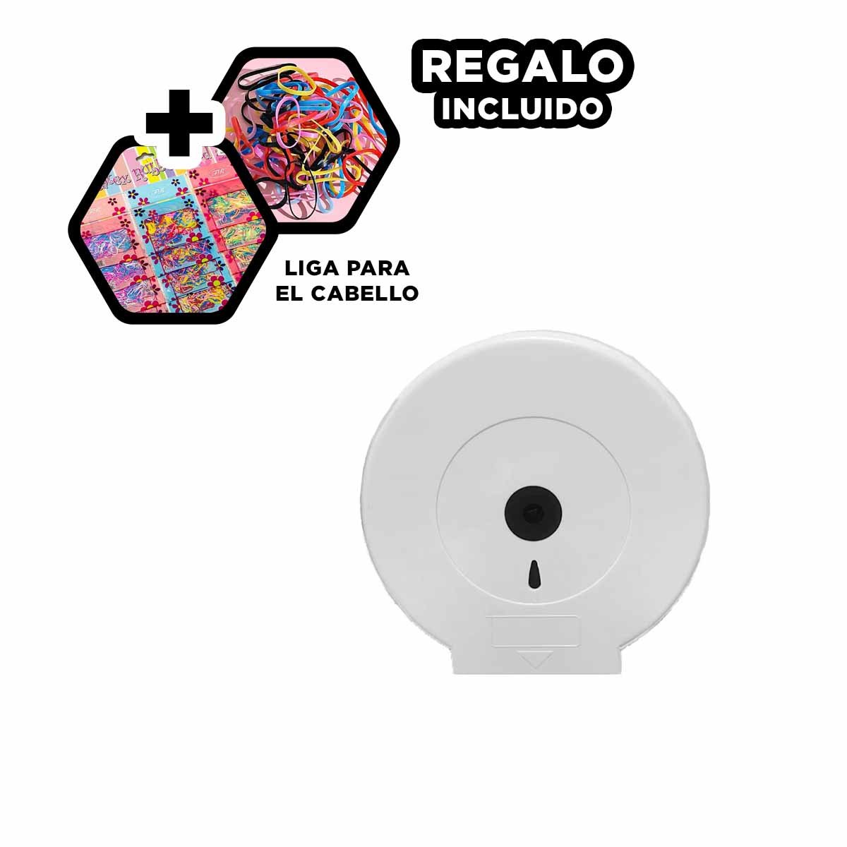 DOSIFICADOR DE PAPEL HIGIENICO JUMBO EN BLANCO Y NEGRO PARA CASA Y OFICINA Y+LIGAS REGALO - 2