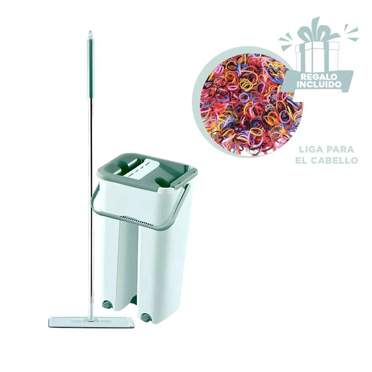 LIMPIADOR GIRATORIO CON BALDE PARA LIMPIEZA PROFUNDA DE HOGAR VERDE AGUA Y+LIGAS REGALO - 2