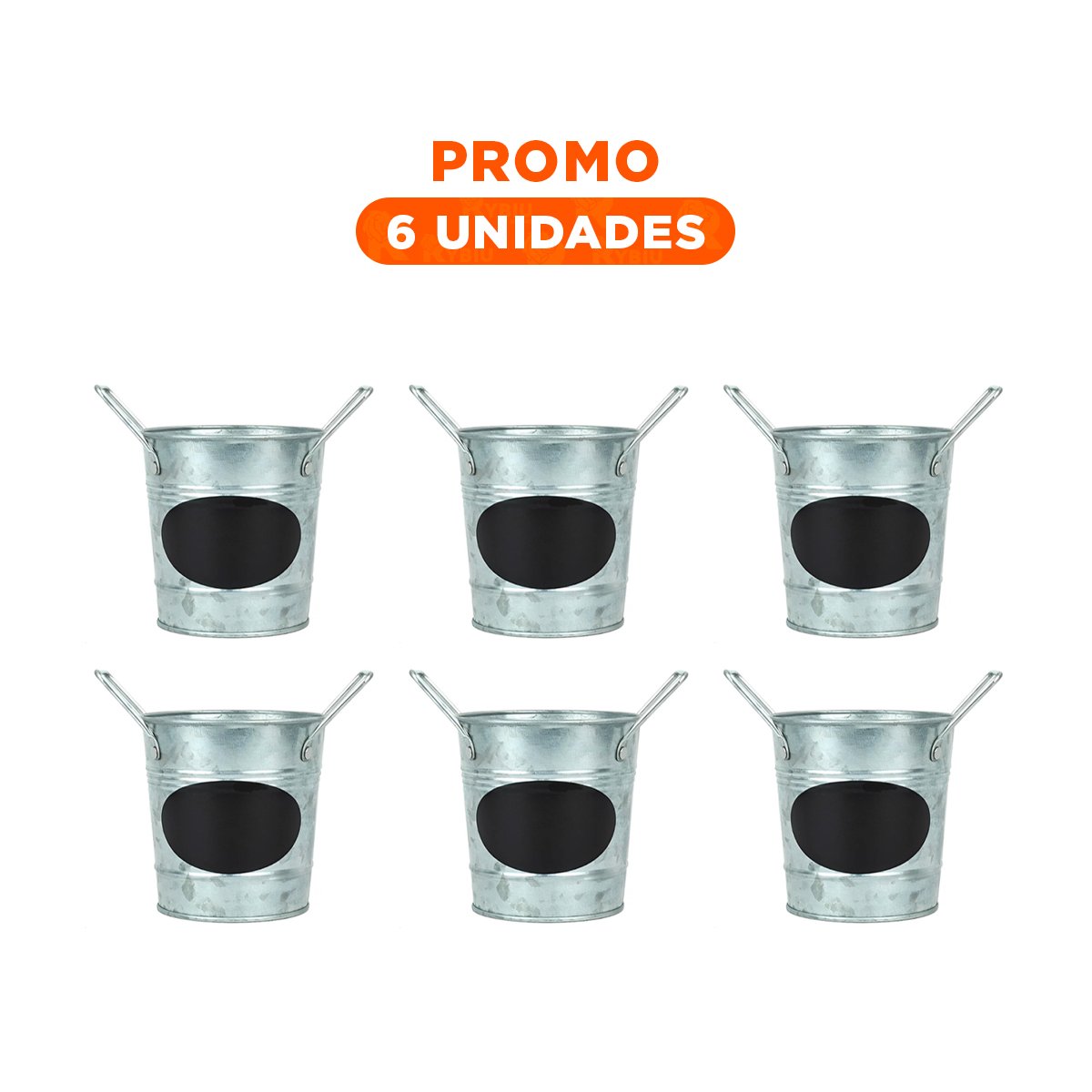 PACK6 CONTENEDOR CUBO DE METAL CON DOBLE AGARRADERA Y CUADRO NOTA DE JARDIN Y+REGALO STICKER - 1