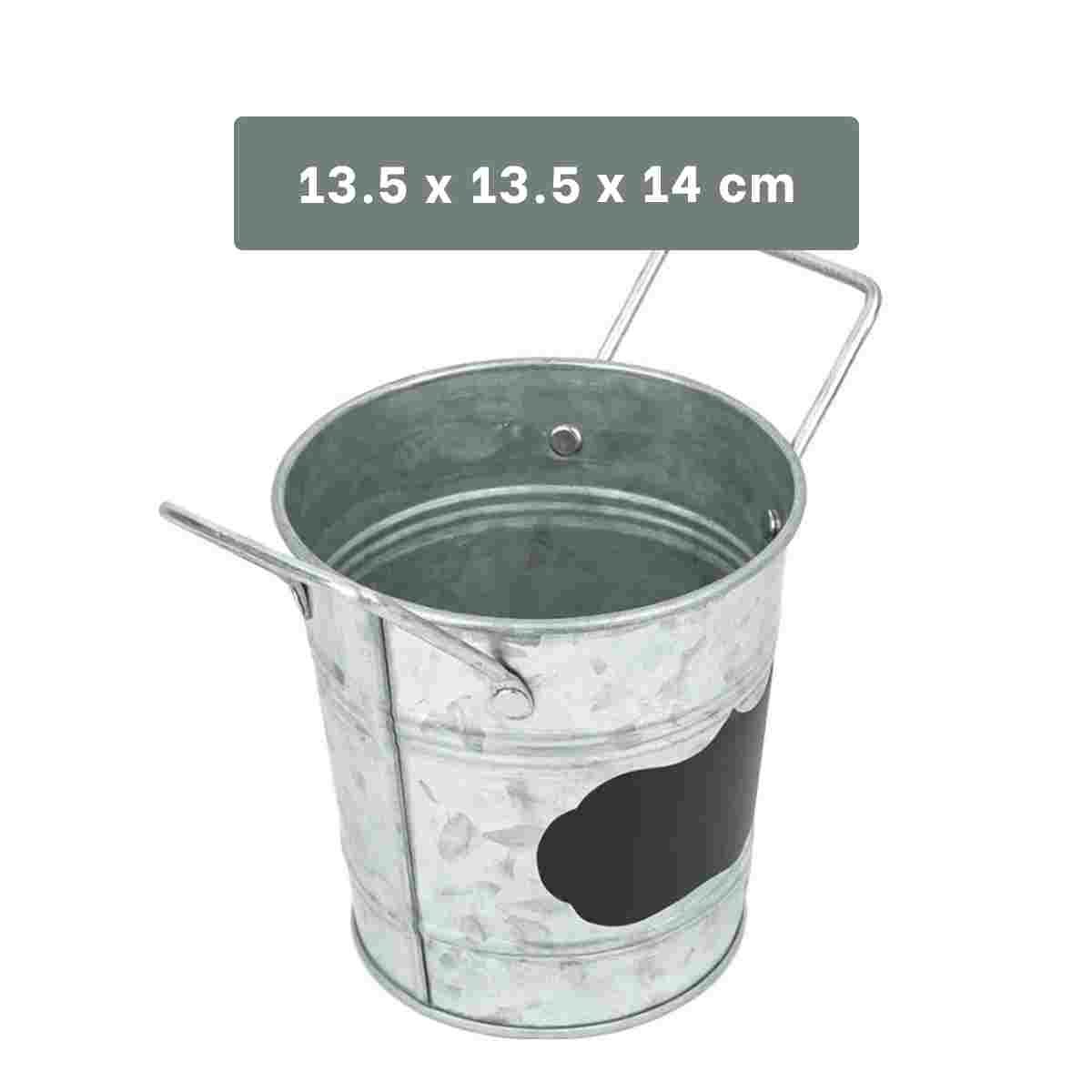 CONTENEDOR CUBO DE METAL CON DOBLE AGARRADERA Y CUADRO PARA NOTA PLATEADO Y+REGALO STICKER - 4