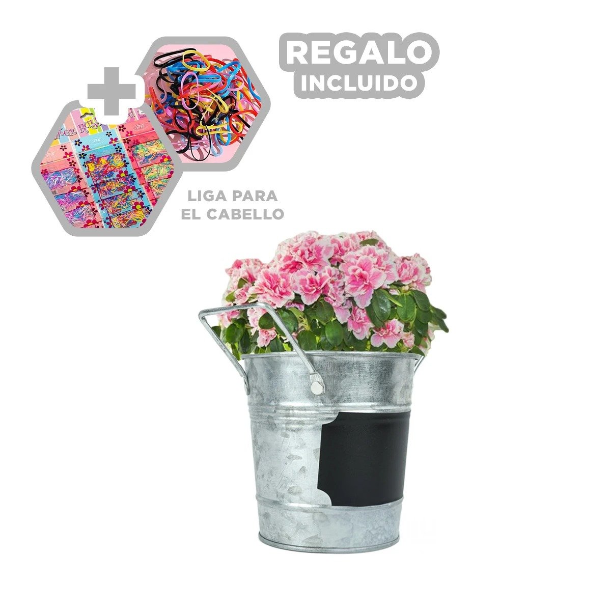 JARRON CUBO DE METAL CON DOBLE AGARRADERA Y CUADRO PARA NOTA DE METAL PLATEADO Y+LIGAS REGALO - 2