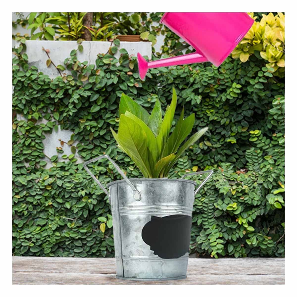 RECIPIENTE CUBO DE METAL CON DOBLE AGARRADERA Y CUADRO PARA NOTA PLATEADO Y+PAPEL REGALO - 2