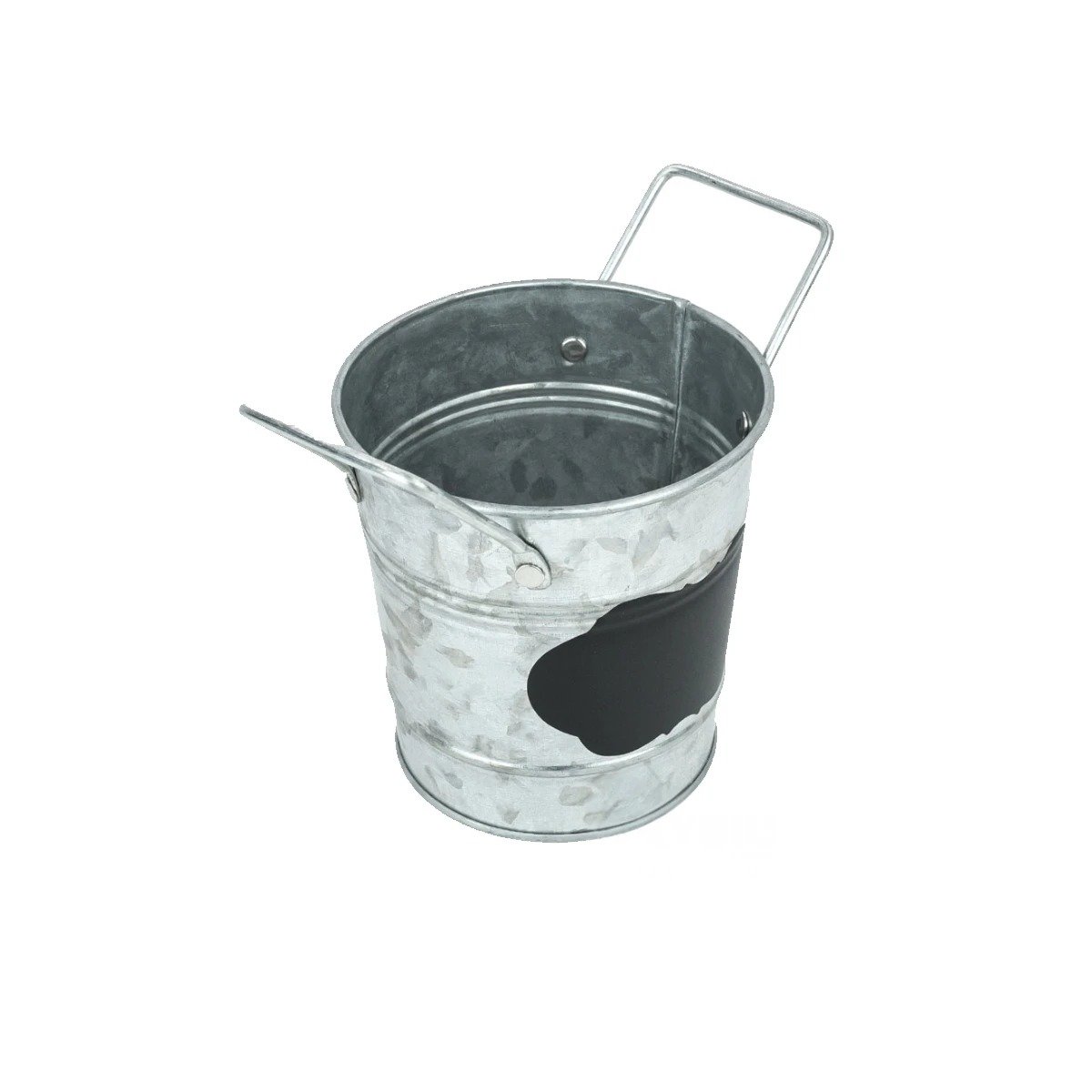 PACK4 MACETA INDUSTRIAL DE METAL PLATEADO CON AGARRADERAS Y PIZARRA FRONTAL Y+PAPEL REGALO - 3