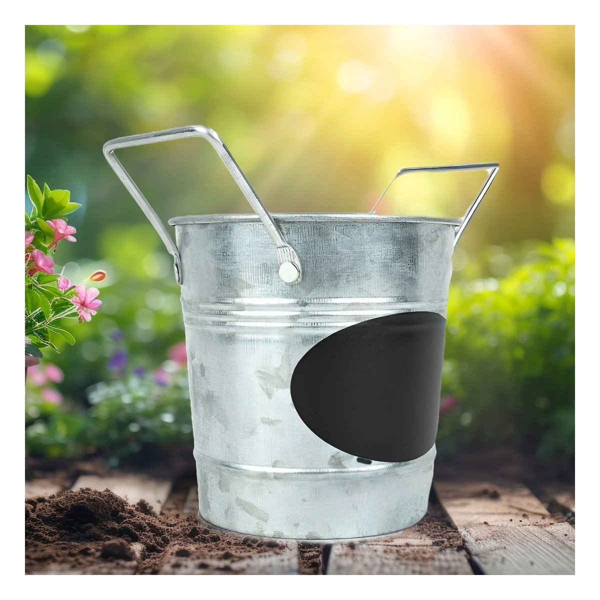 PACK6 RECIPIENTE CUBO DE METAL CON DOBLE AGARRADERA Y CUADRO DE NOTA DURABLE Y+PAPEL REGALO - 5