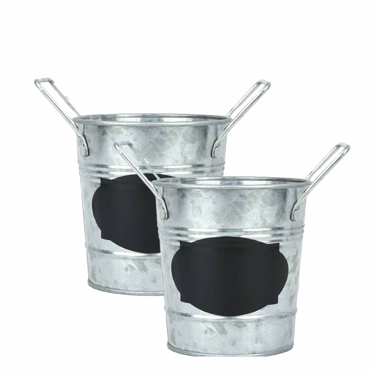 CONTENEDOR CUBO DE METAL CON DOBLE AGARRADERA Y CUADRO PARA NOTA PLATEADO Y+REGALO STICKER - 1