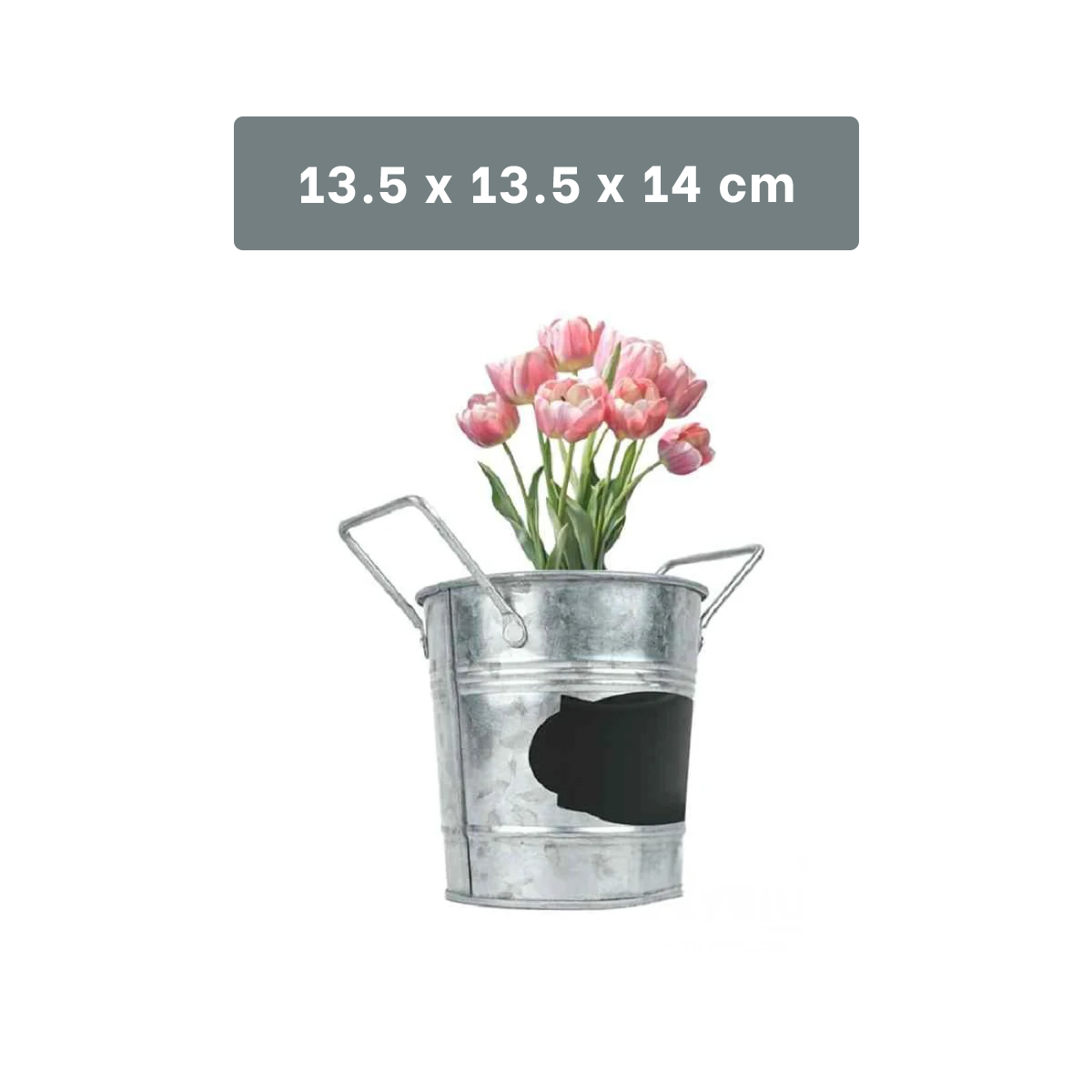 CONTENEDOR CUBO DE METAL CON DOBLE AGARRADERA Y CUADRO PARA NOTA PLATEADO Y+REGALO STICKER - 4