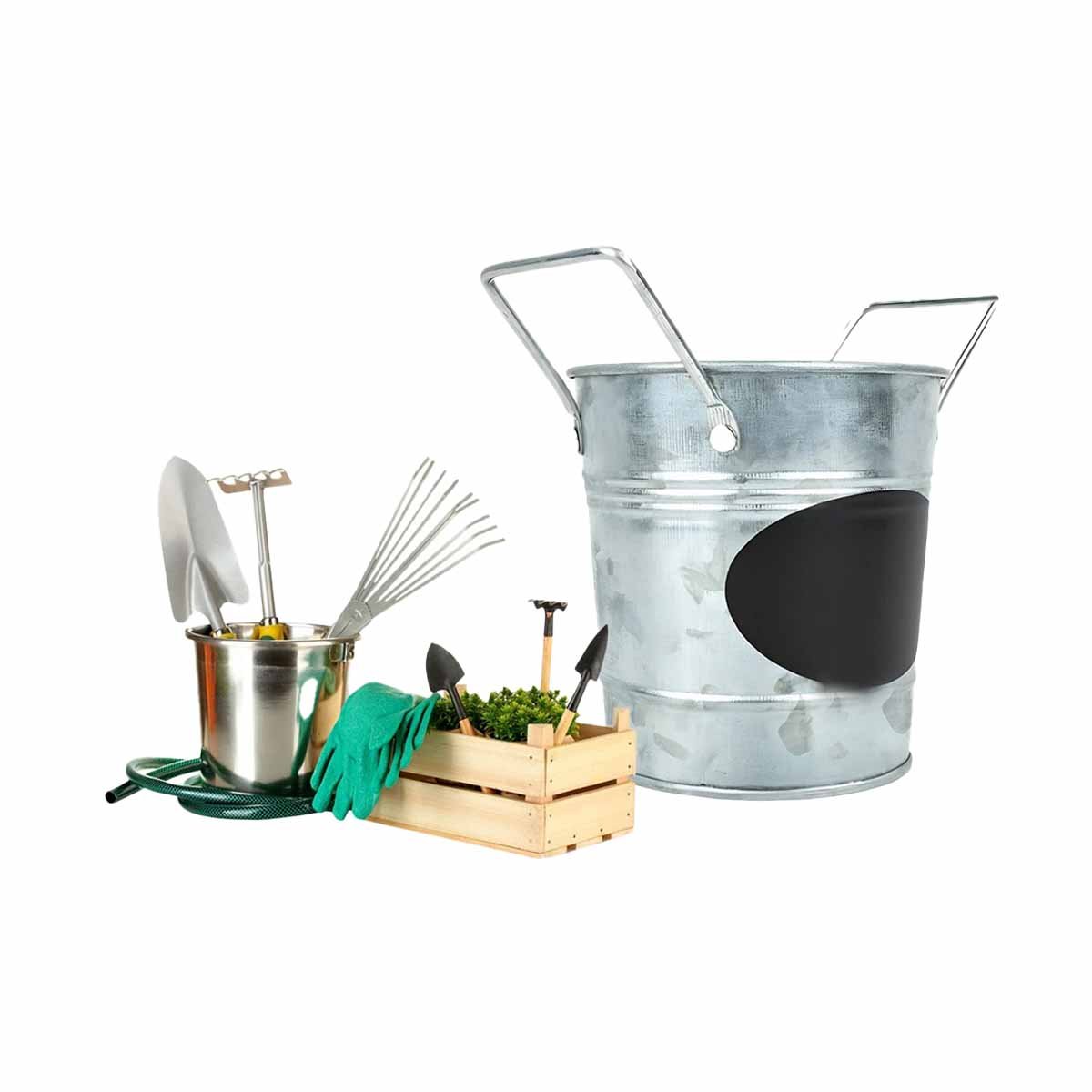JARRON CUBO DE METAL CON DOBLE AGARRADERA Y CUADRO PARA NOTA DE METAL PLATEADO Y+LIGAS REGALO - 5