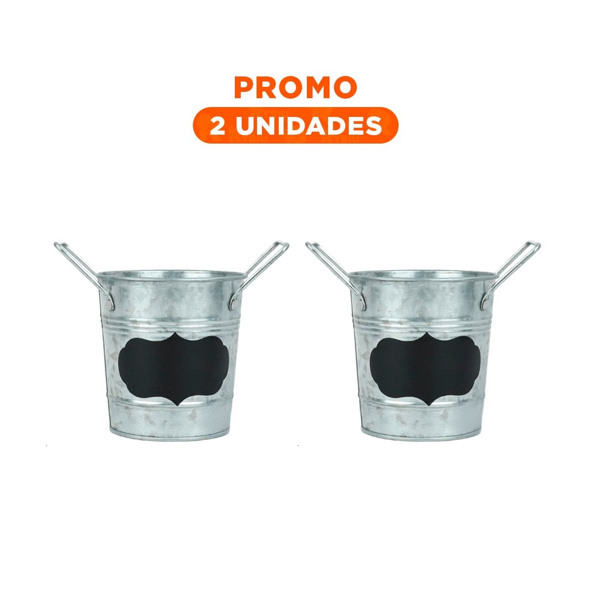 PACK2 MACETA CUBO DE METAL CON DOBLE AGARRADERA Y CUADRO PARA NOTA RESISTENTE Y+REGALO STICKER - 1
