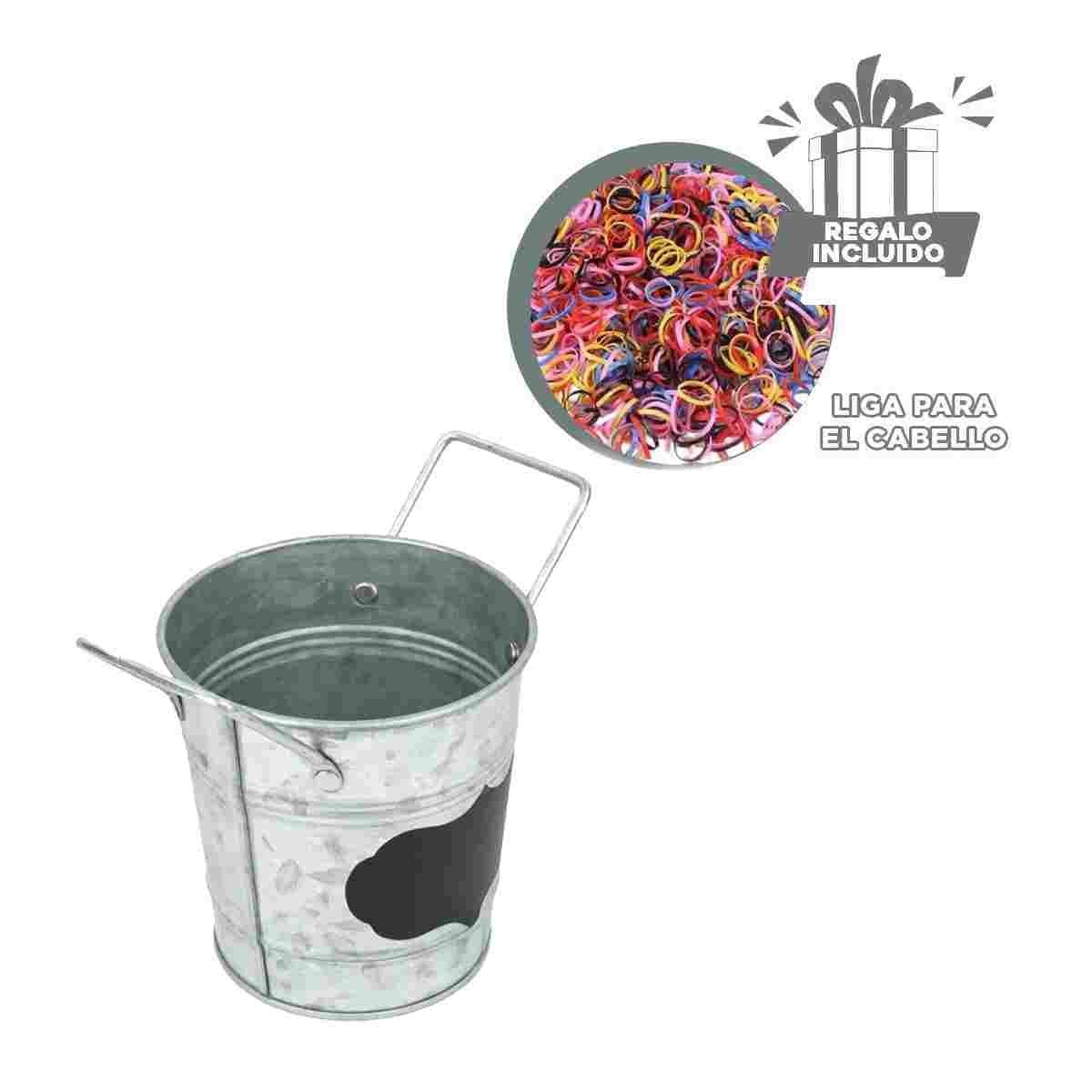 JARRON CUBO DE METAL CON DOBLE AGARRADERA Y CUADRO PARA NOTA DE METAL PLATEADO Y+LIGAS REGALO - 2
