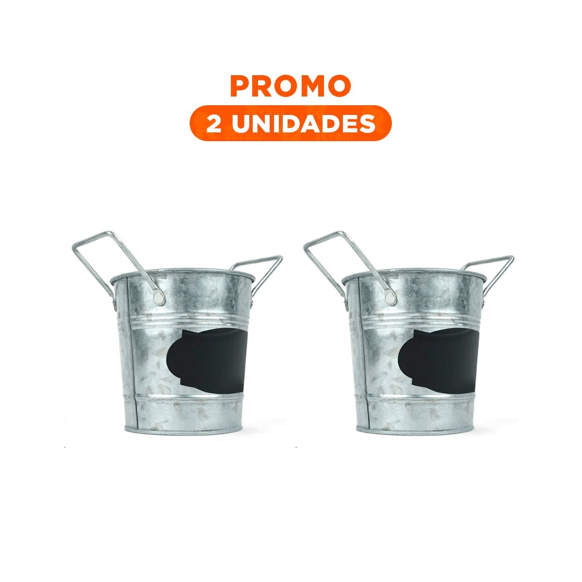 PACK2 MACETA CUBO DE METAL CON DOBLE AGARRADERA Y CUADRO PARA NOTA RESISTENTE Y+REGALO STICKER - 1