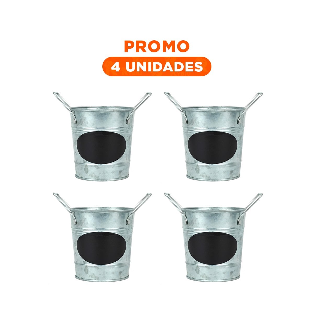 PACK4 MACETA CUBO DE METAL CON DOBLE AGARRADERA Y CUADRO PARA NOTA GRAN VERSATIL - 1