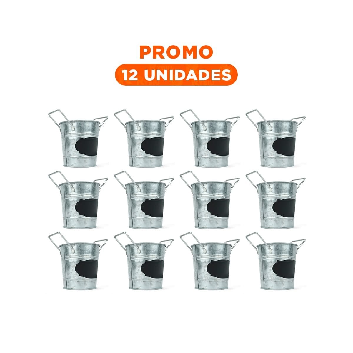 PACK12 CONTENEDOR CUBO DE METAL CON DOBLE AGARRADERA Y CUADRO PARA NOTA ELEGANTE - 1