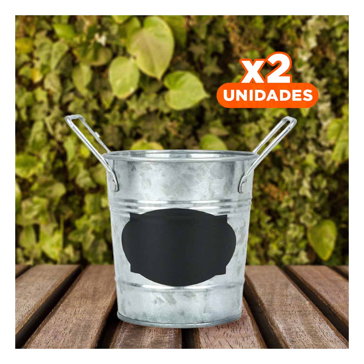 PACK2 MACETA CUBO DE METAL CON DOBLE AGARRADERA Y CUADRO PARA NOTA DE HOGAR Y+PAPEL REGALO - 1
