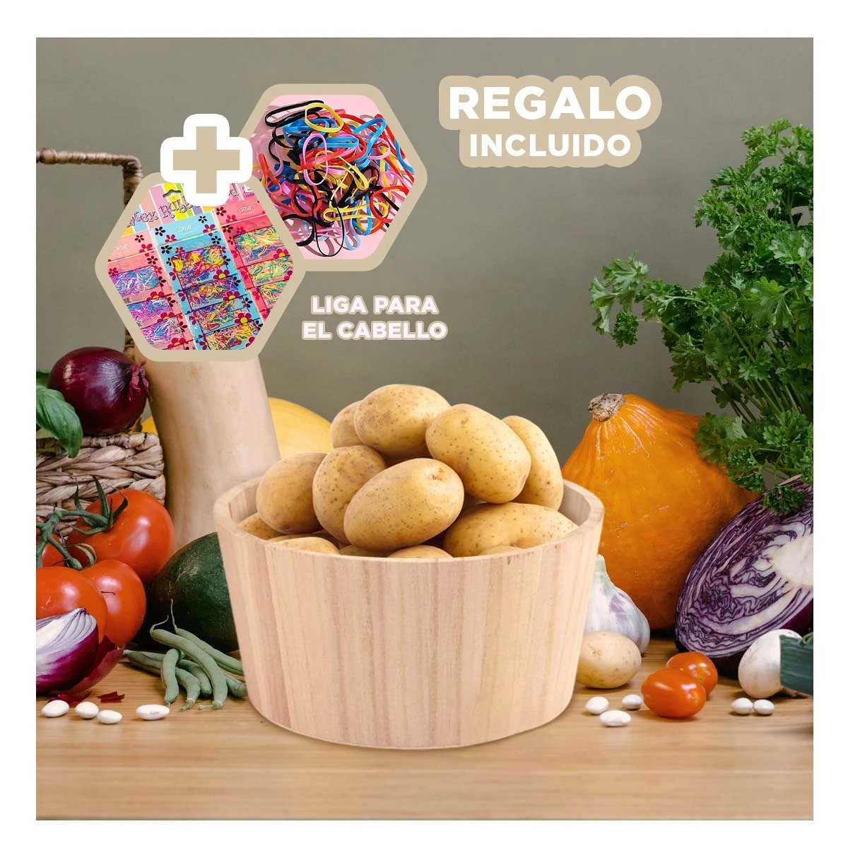 CONTENEDOR DE MADERA CIRCULAR 20X10CM DE CALIDAD DE BOSQUE PARA SU VIVIENDA Y+LIGAS REGALO - 2