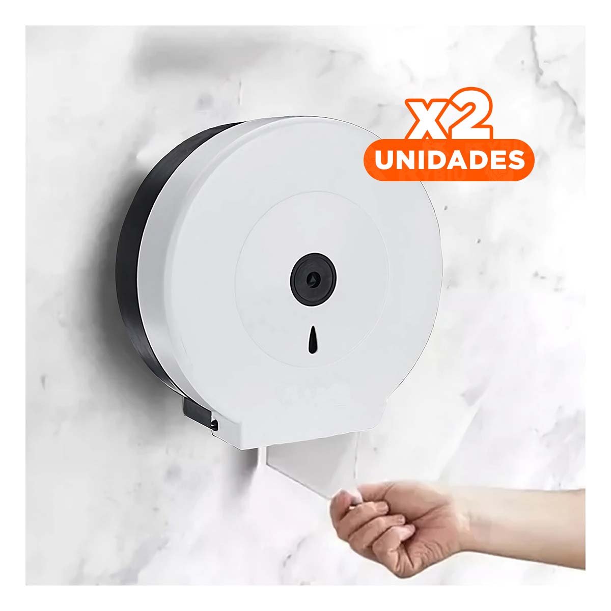 PACK2 ACCESORIO DE PAPEL HIGIENICO JUMBO EN BLANCO Y NEGRO PARA HOGAR MODERNO - 1