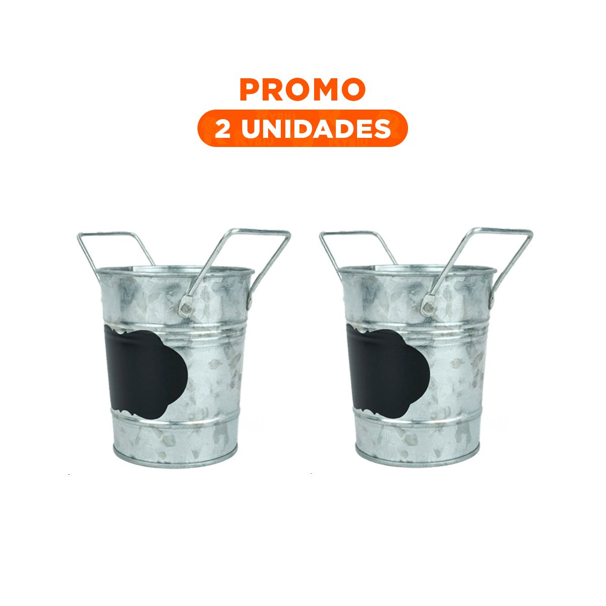 PACK2 MACETA METALICA PLATEADA CON DOBLE AGARRADERA Y SOPORTE PARA NOTA NUBE Y+REGALO STICKER - 1