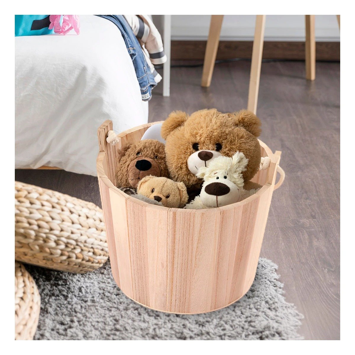 PACK6 CUBO DE MADERA CON AGARRADERA DE CUERDA 24X20CM PARA GUARDAR OBJETOS Y+PAPEL REGALO - 5