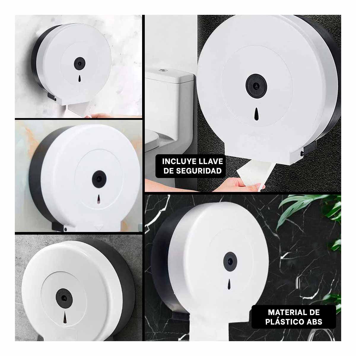 PACK4 SISTEMA DE PAPEL HIGIENICO JUMBO EN BLANCO Y NEGRO PARA HOGAR PRACTICO Y+REGALO STICKER - 2