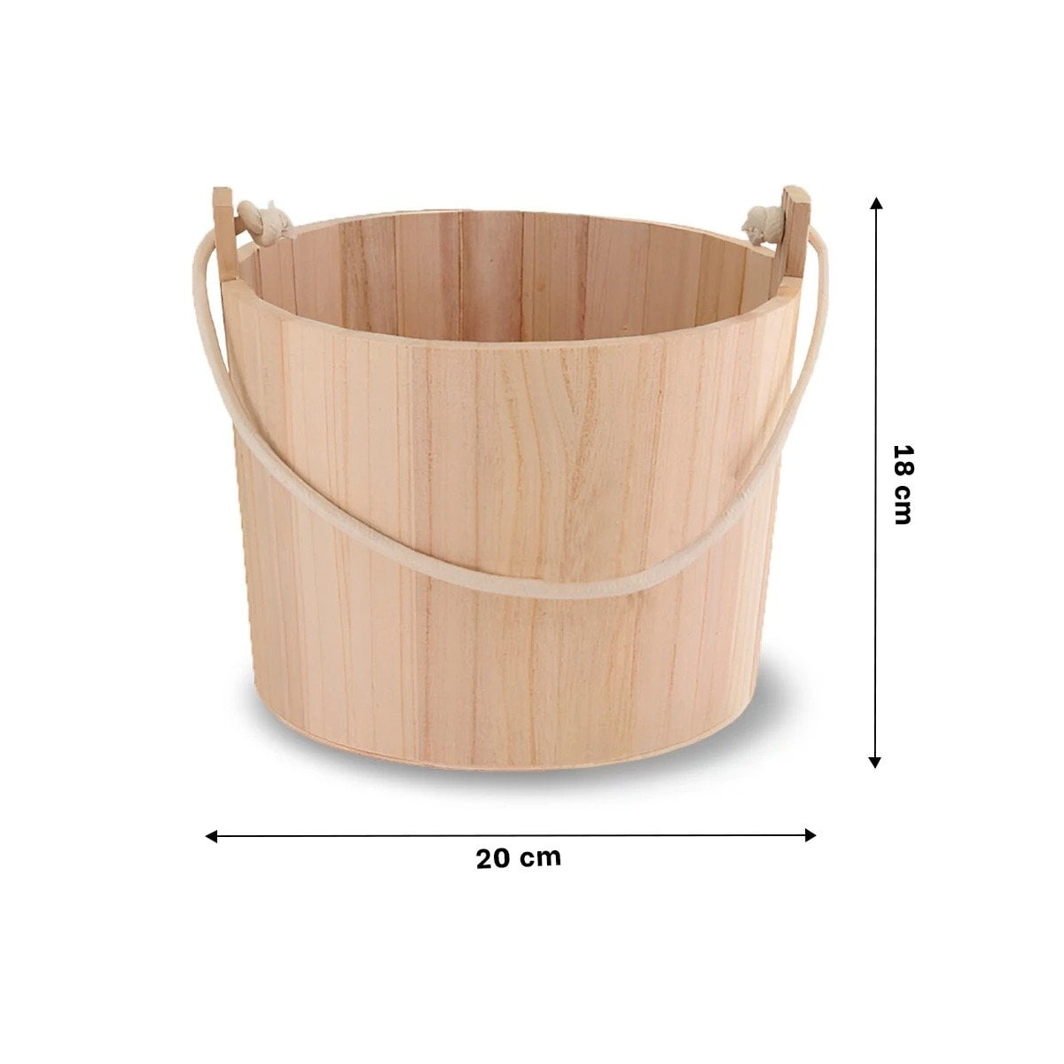 PACK2 BALDE DE MADERA CON AGARRADERA DE CUERDA 20X18CM PARA DETALLES EN TERRAZAS Y+PAPEL REGALO - 4