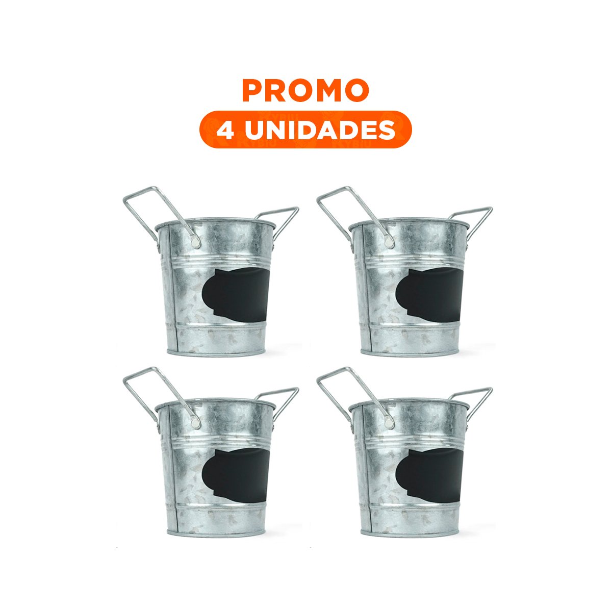 PACK4 MACETA CUBO DE METAL CON DOBLE AGARRADERA Y CUADRO PARA NOTA VERSATIL - 1
