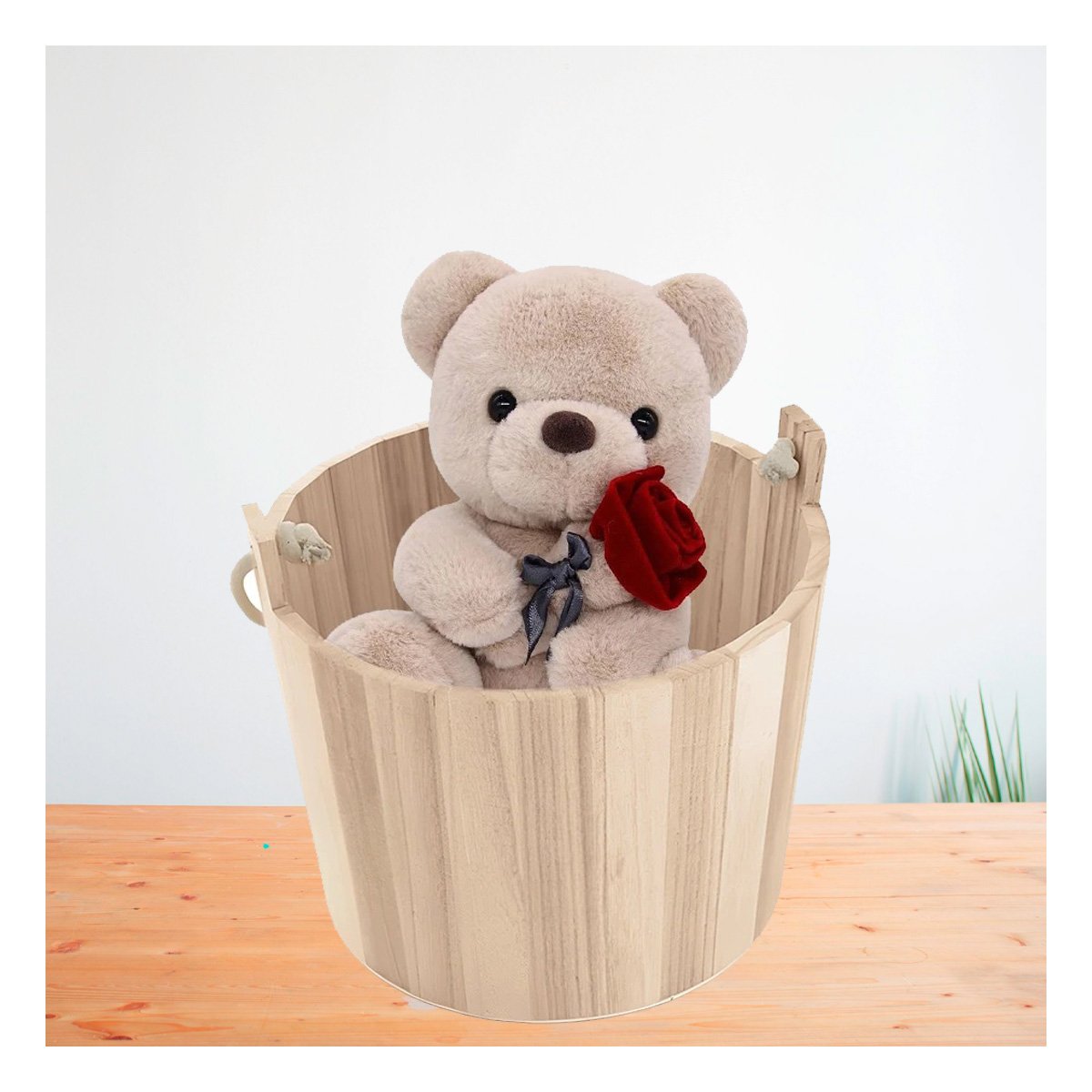 PACK12 RECIPIENTE DE MADERA CON AGARRADERA DE CUERDA 16X16CM DE MADERA SOLIDA Y+REGALO STICKER - 3