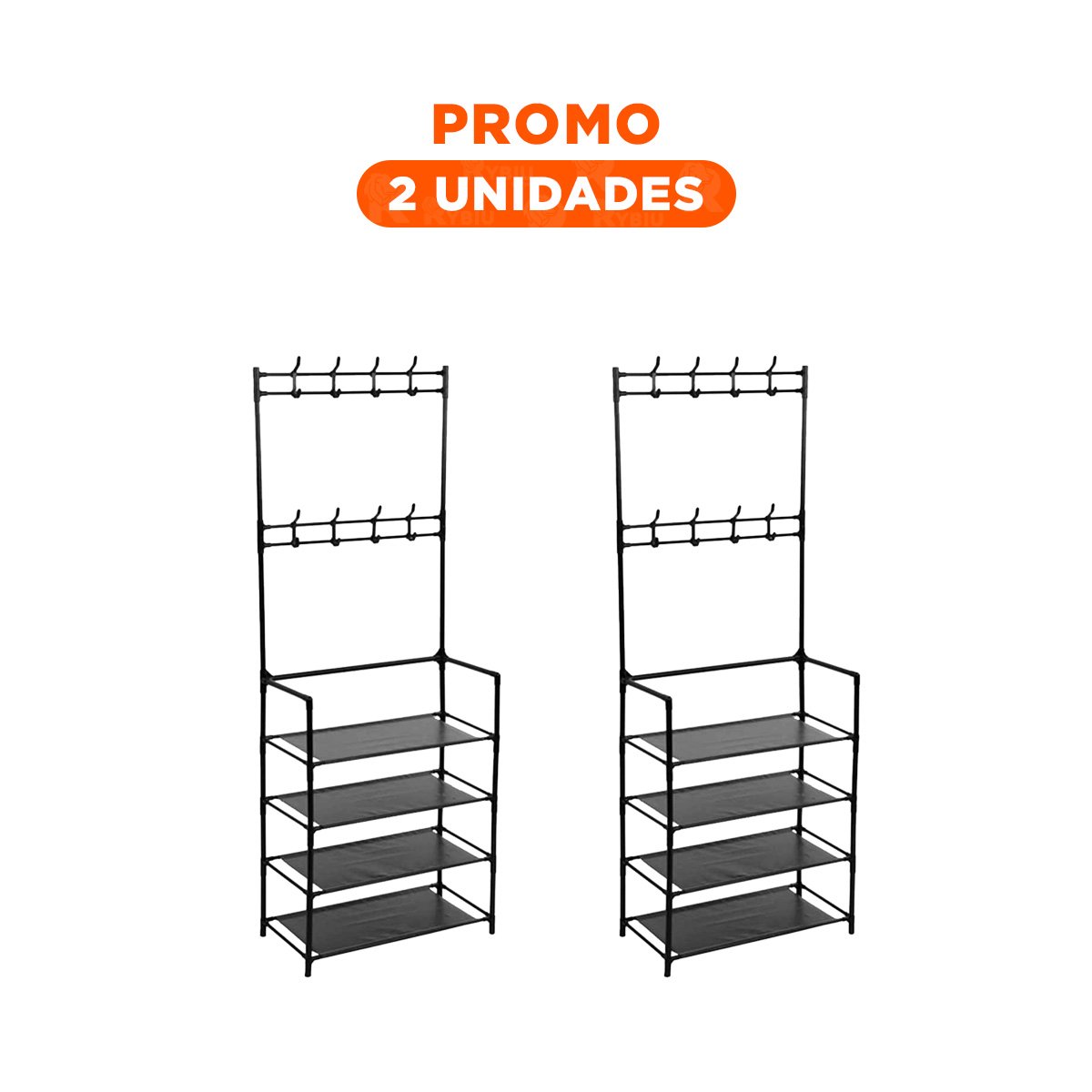 PACK2 ESTRUCTURA ORGANIZADORA CON PERCHEROS RECTO NEGRO PARA ZAPATOS Y+REGALO STICKER - 1