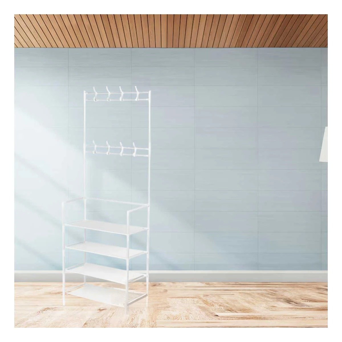 PACK2 ZAPATERO BLANCO CON PERCHEROS RECTO PARA ORDEN Y ESTILO EN ESPACIOS DE HOGAR - 2