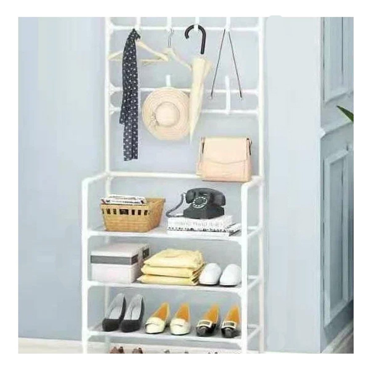 PACK2 ZAPATERO BLANCO CON PERCHEROS RECTO PARA ORDEN Y ESTILO EN ESPACIOS DE HOGAR - 5