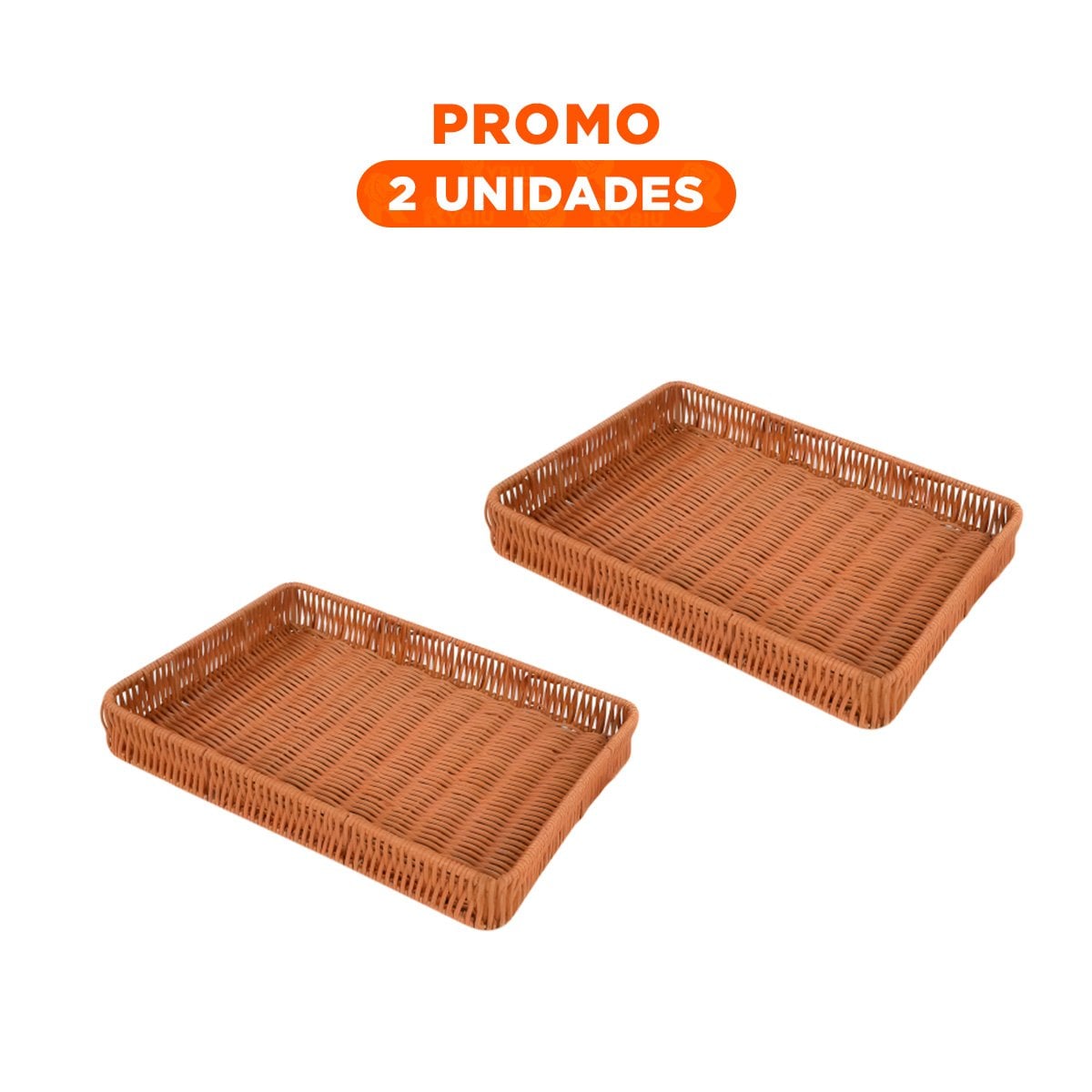 PACK2 CANASTA RECTANGULAR DE PLASTICO TEJIDO 30X20X4CM VERSATIL PARA PAN Y+REGALO STICKER - 1