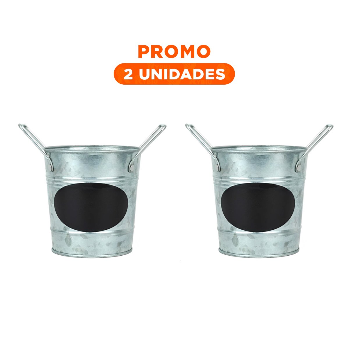 PACK2 MACETA CUBO DE METAL CON DOBLE AGARRADERA Y CUADRO PARA NOTA RESISTENTE Y+REGALO STICKER - 1