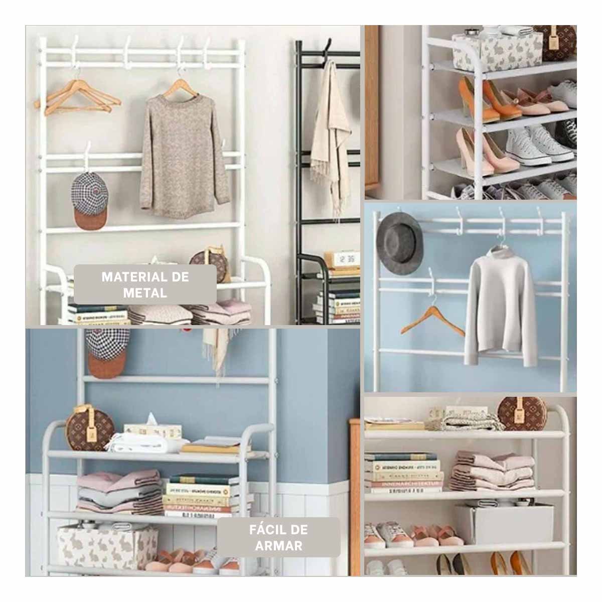 SOPORTE PARA CALZADO CON PERCHEROS CURVOS BLANCO PARA ESPACIOS DEL HOGAR Y+POST IT - 2