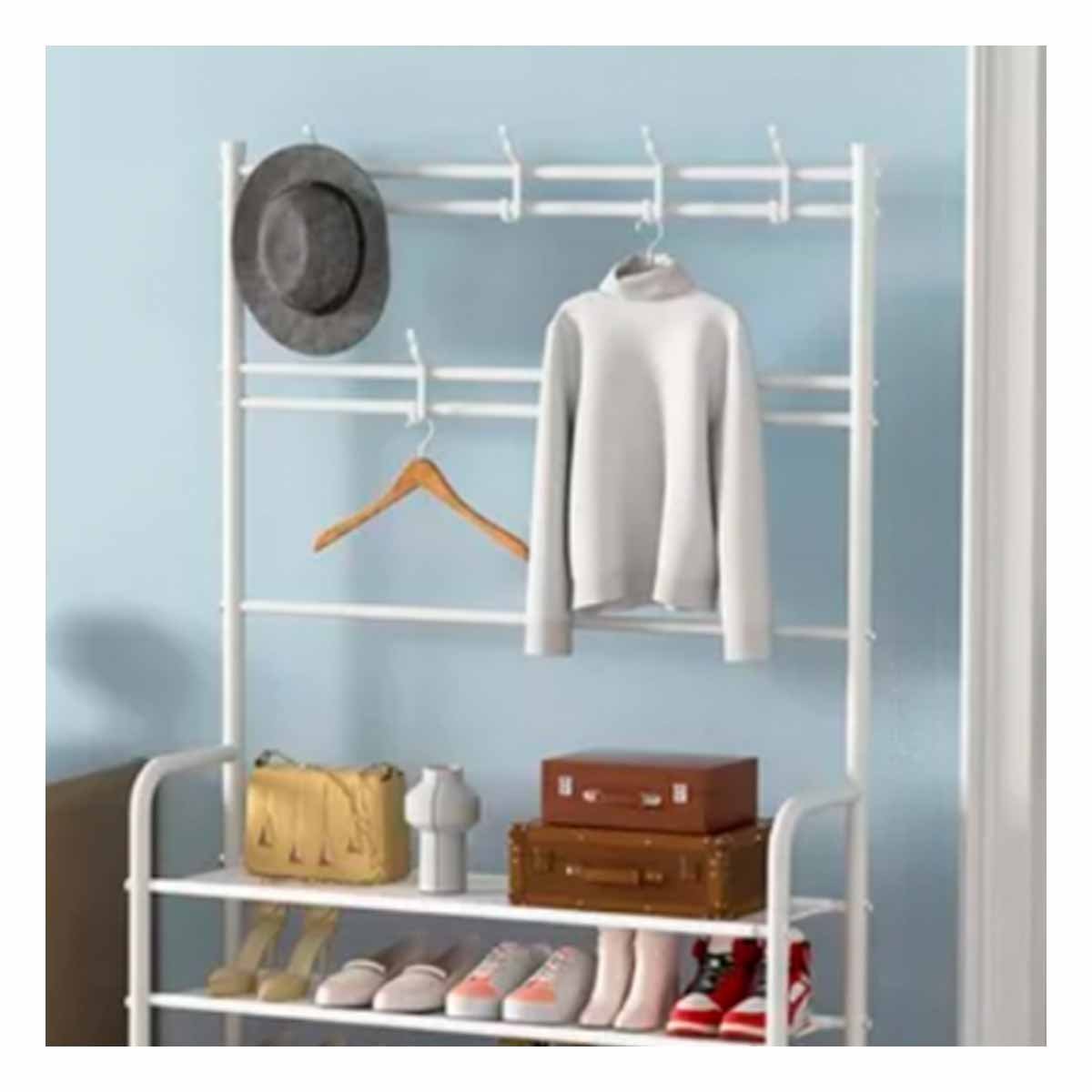 SOPORTE PARA CALZADO CON PERCHEROS CURVOS BLANCO PARA ESPACIOS DEL HOGAR Y+POST IT - 3