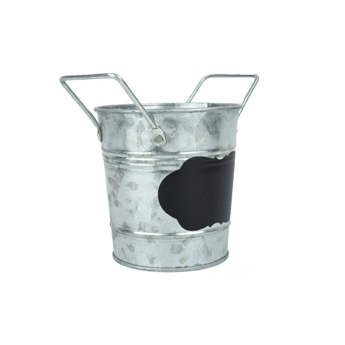 PACK12 CONTENEDOR DE METAL PLATEADO PARA PLANTAS CON DOBLE ASA Y PIZARRA NUBE Y+REGALO STICKER - 2