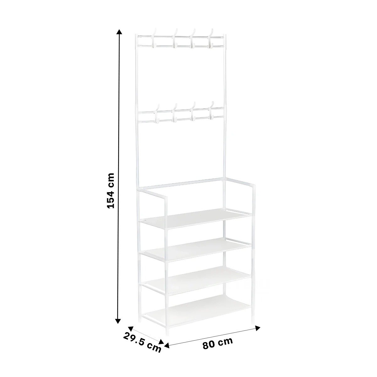 PACK6 ESTANTE RECTO BLANCO CON PERCHEROS PARA ZAPATOS Y ROPA LIGERA EN CASA Y+REGALO STICKER - 4