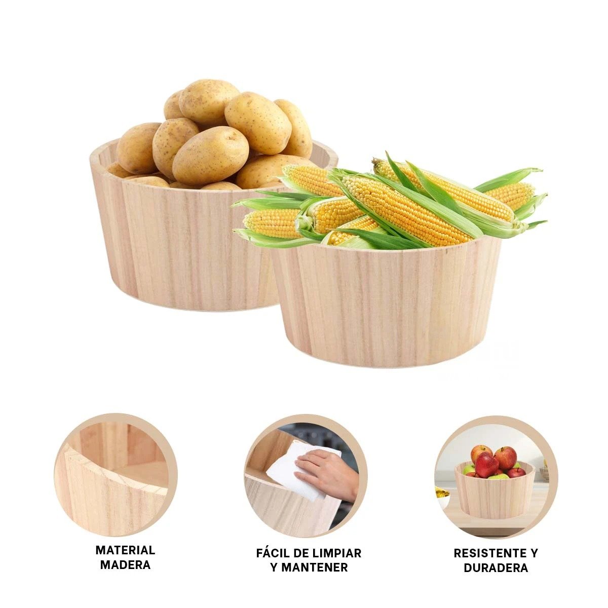 CUBO DE MADERA CIRCULAR 20X10CM PARA ORGANIZAR EL HOGAR CON MUCHA ELEGANCIA Y+PAPEL REGALO - 5