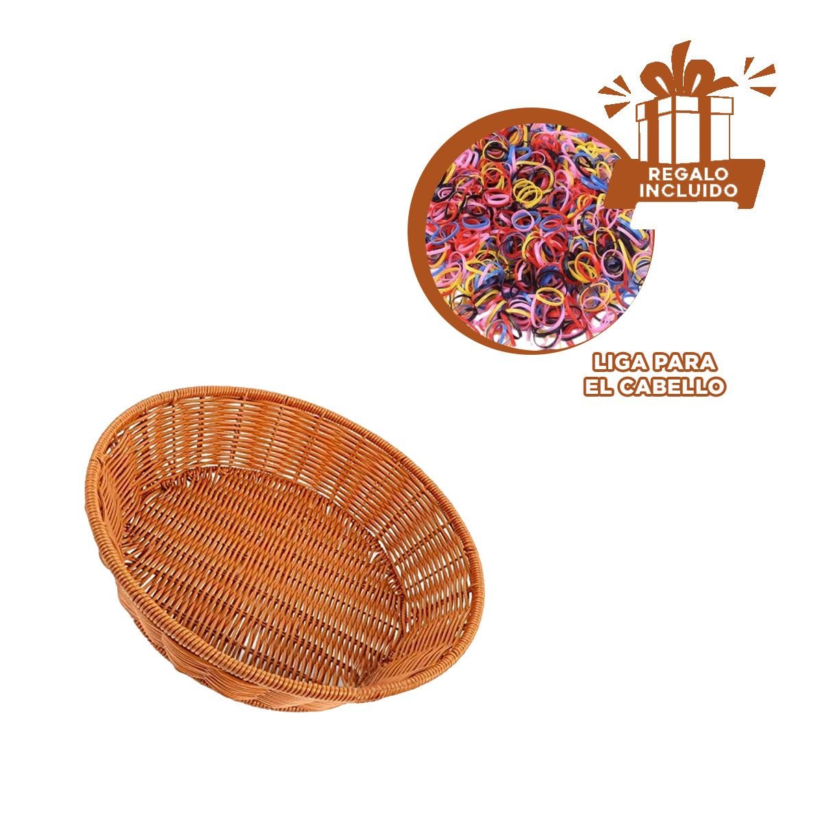 CONTENEDOR CIRCULAR DE PLASTICO TEJIDO PARA DECORACION FESTIVA Y ORDEN EN HOGAR Y+LIGAS REGALO - 2