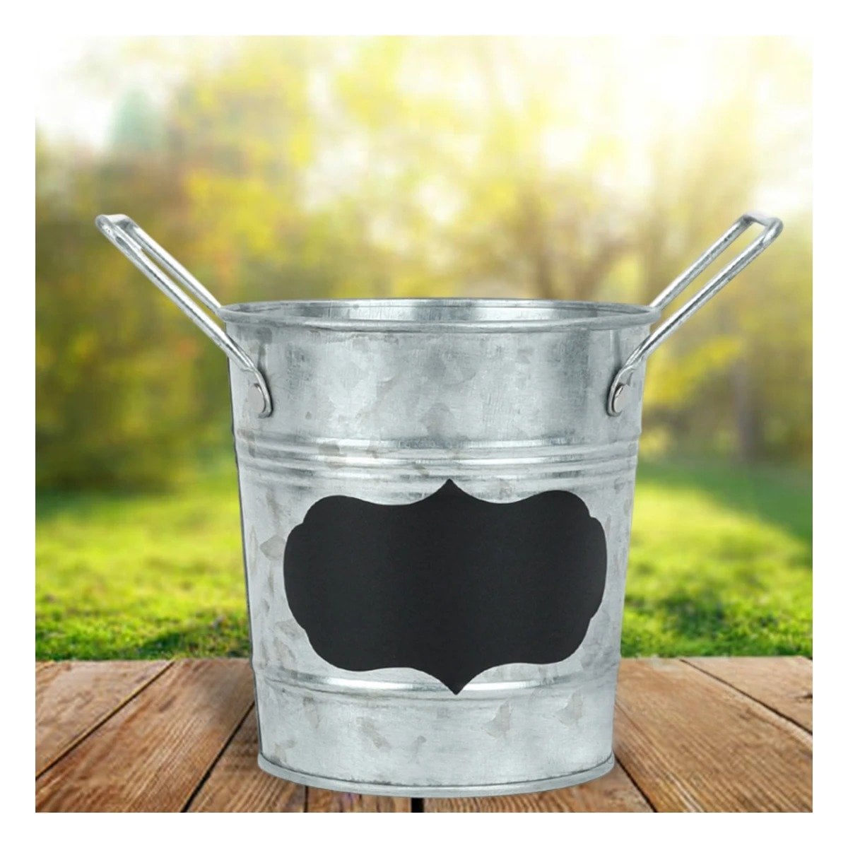 PACK6 CONTENEDOR CUBO DE METAL CON DOBLE AGARRADERA Y CUADRO DE NOTA DE JARDIN Y+REGALO STICKER - 3