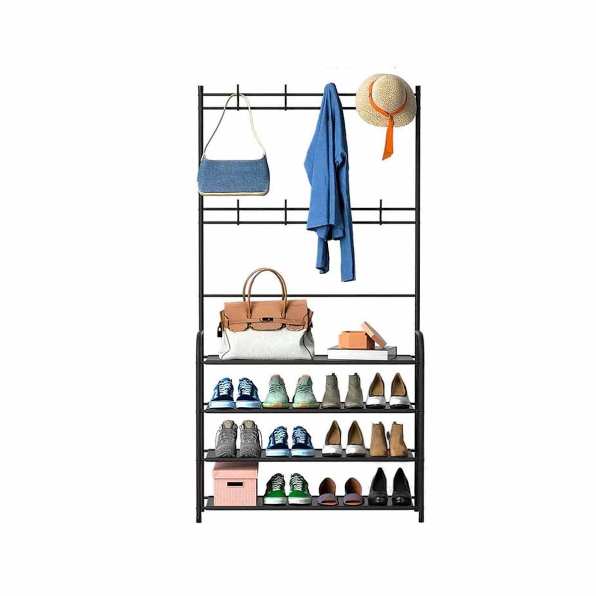 ORGANIZADOR ZAPATERA CURVA CON PERCHEROS NEGRO PARA MANTENER ORDEN Y+LIGAS REGALO - 5