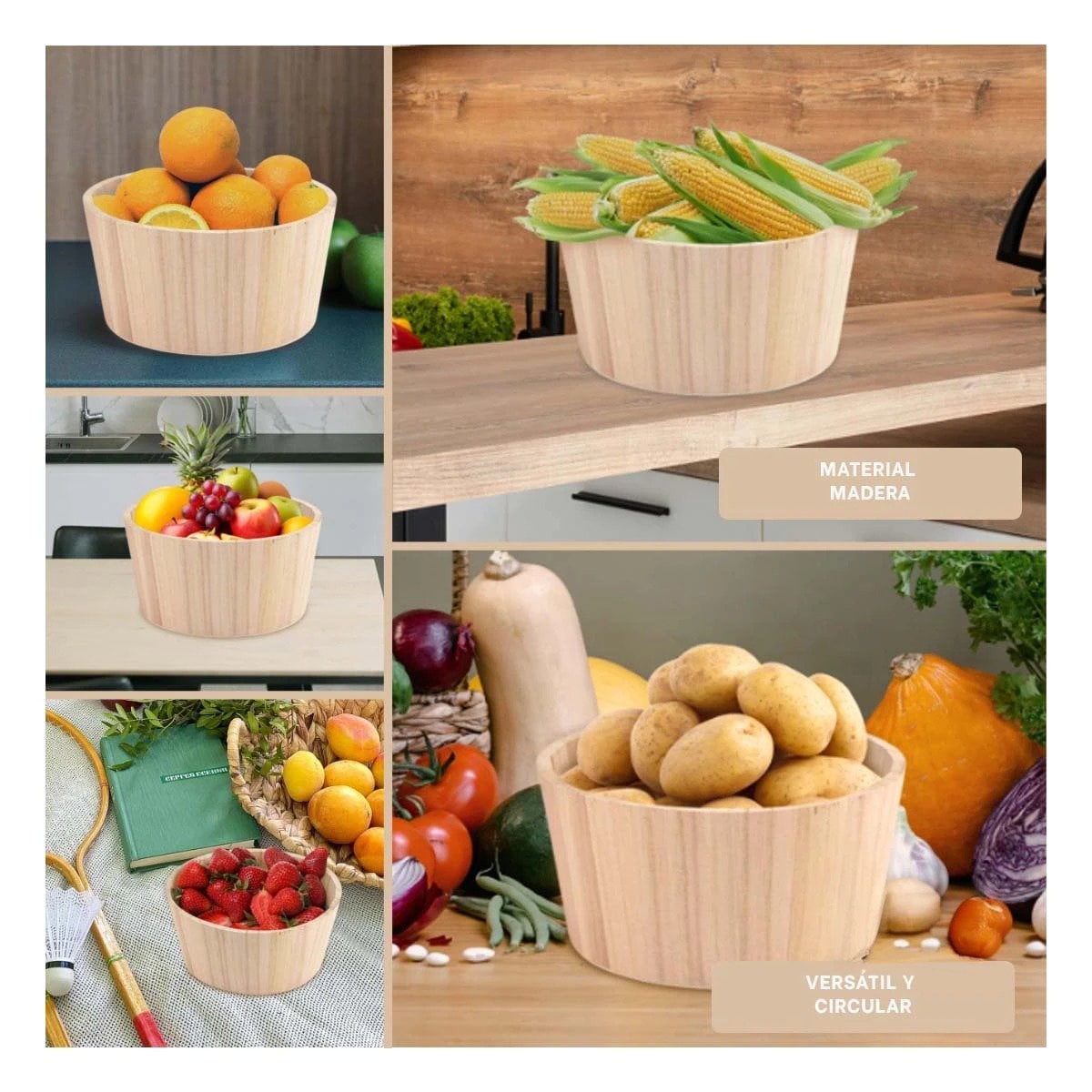 PACK12 CUBO DE MADERA CIRCULAR 20X10CM DE ESTILO NORDICO DE HOY PARA EL PASADIZO - 2