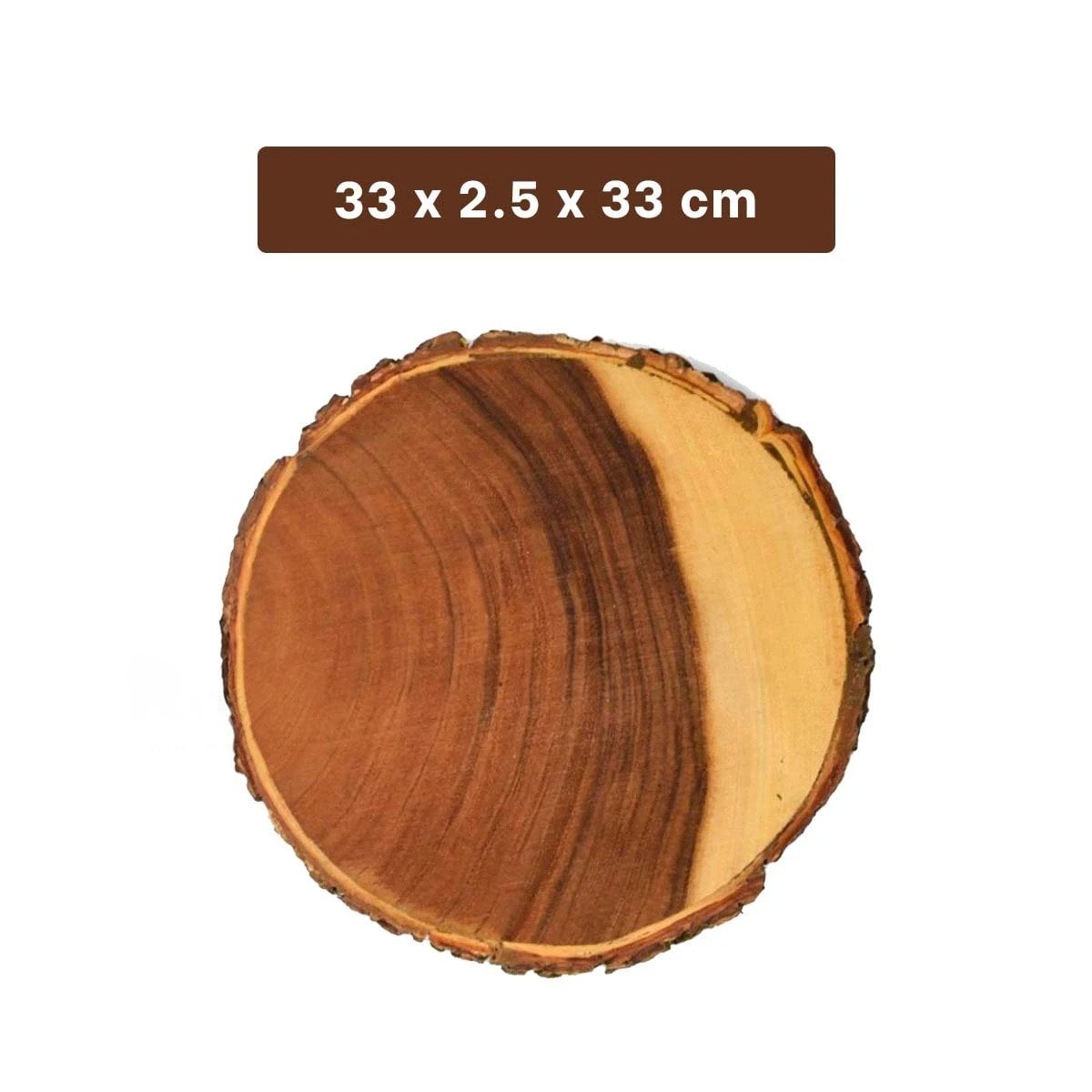 PLATO CIRCULAR DE MADERA 33CM DECORACION NATURAL PARA USO EN CASA Y REUNIONES Y+LIGAS REGALO - 4